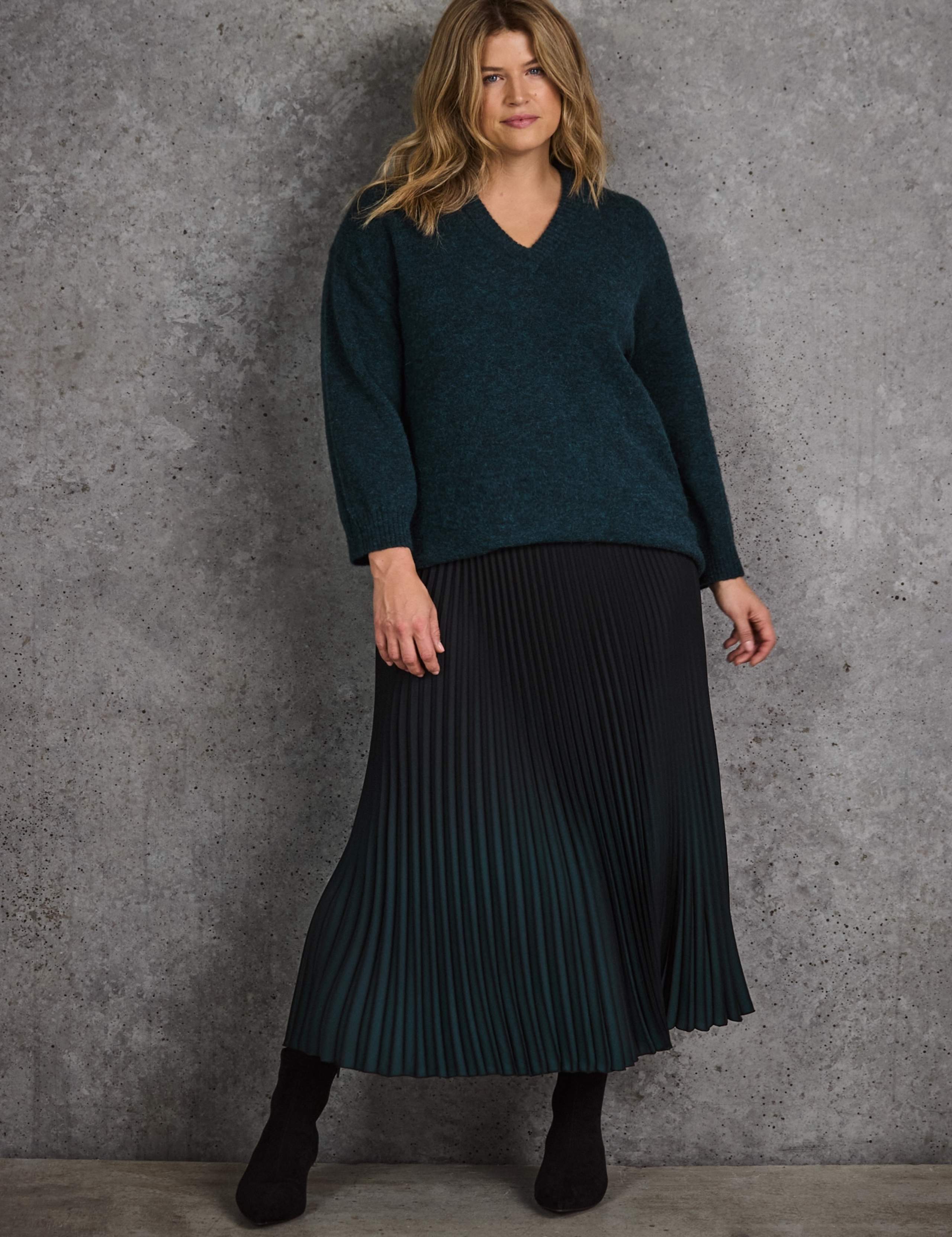 Ombré Plissé Midi Skirt