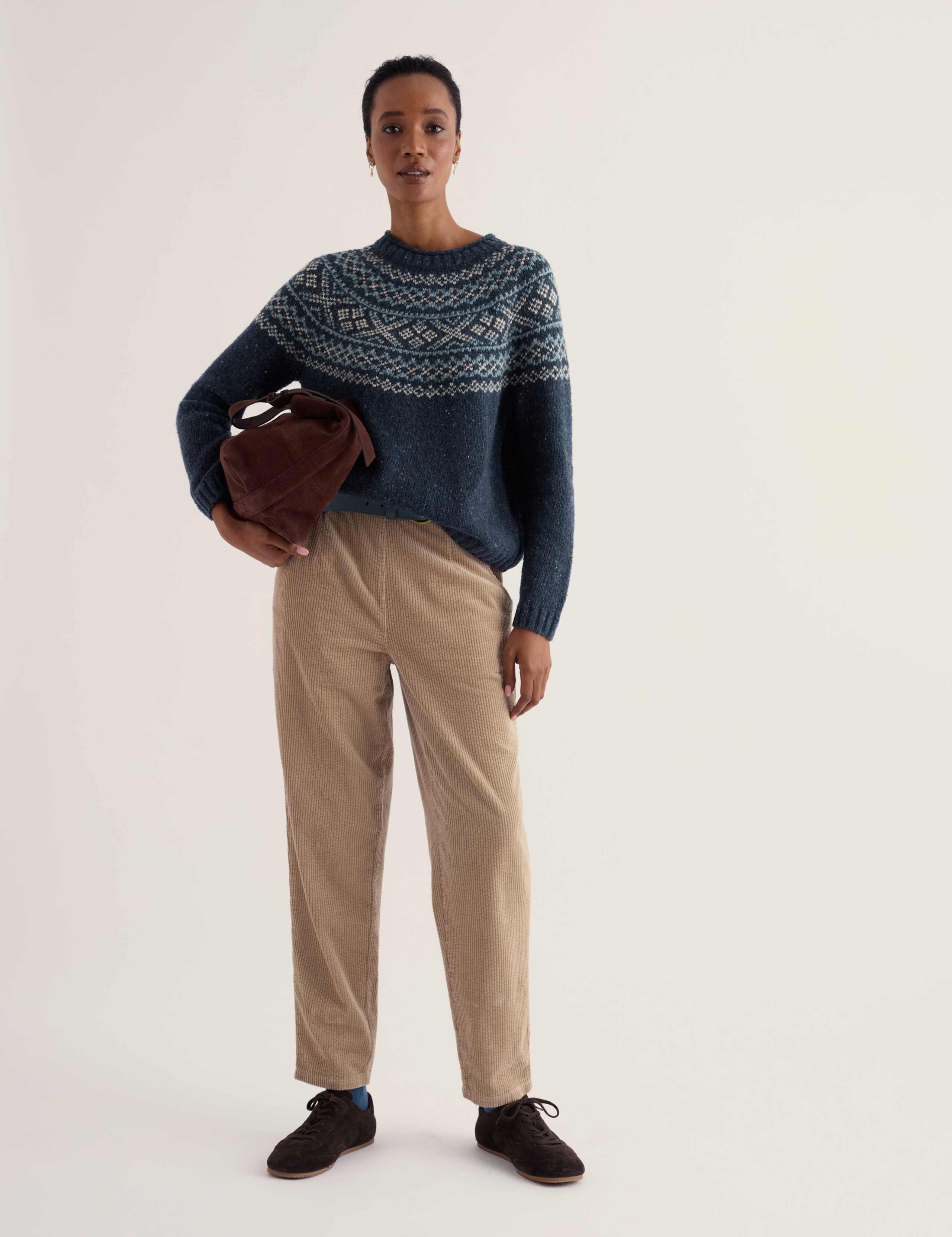 Merino Wool Rich Fairisle Crew Neck Relaxed Jumper