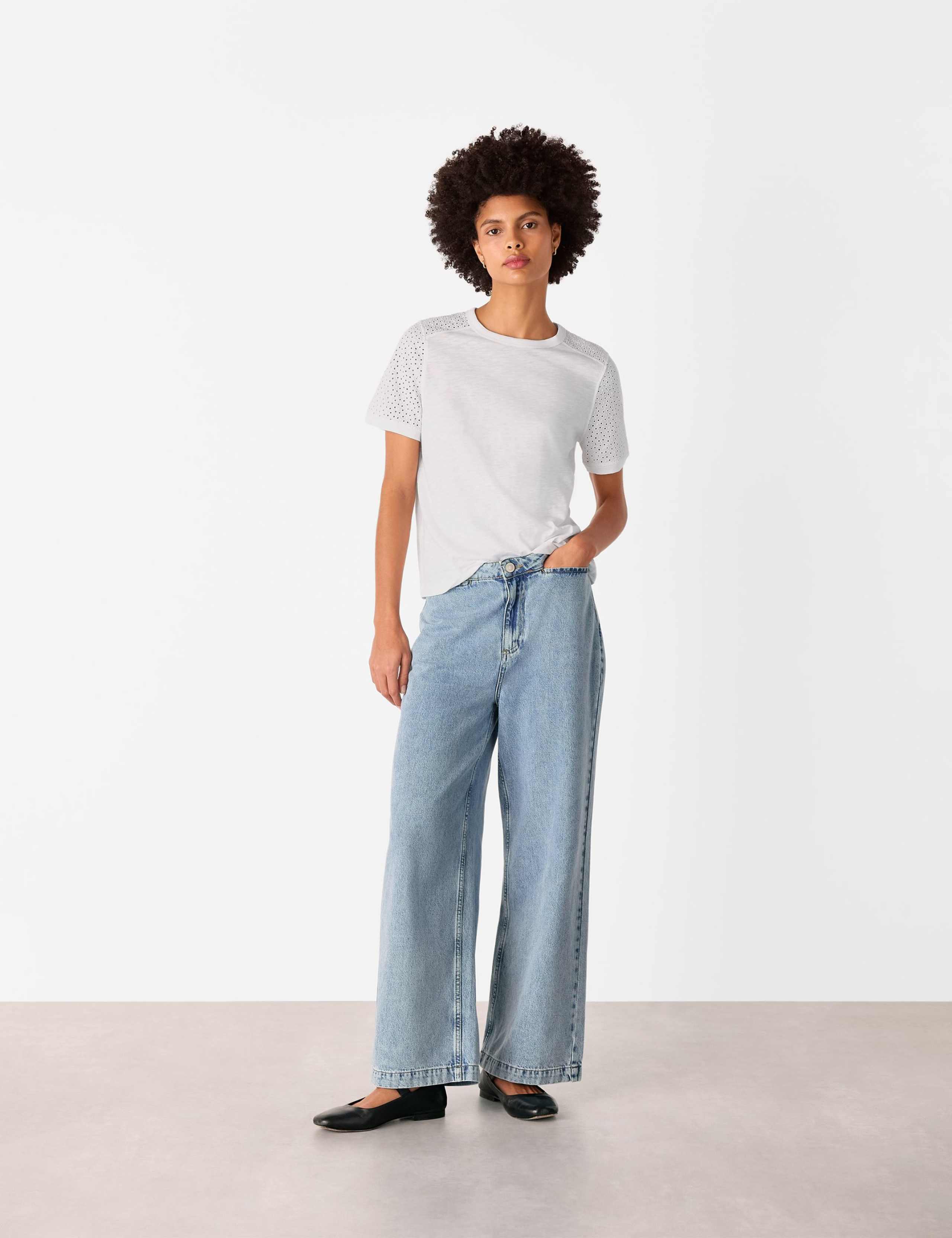 Pure Cotton Broderie Detail T-Shirt