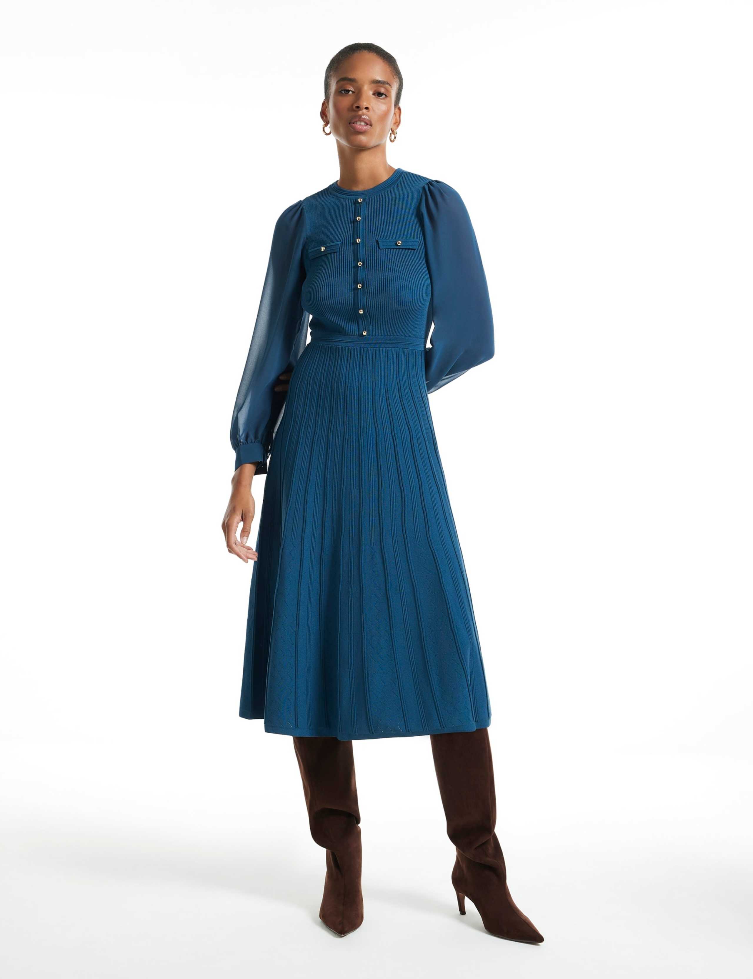 Pure Cotton Textured Crew Neck Maxi Dress