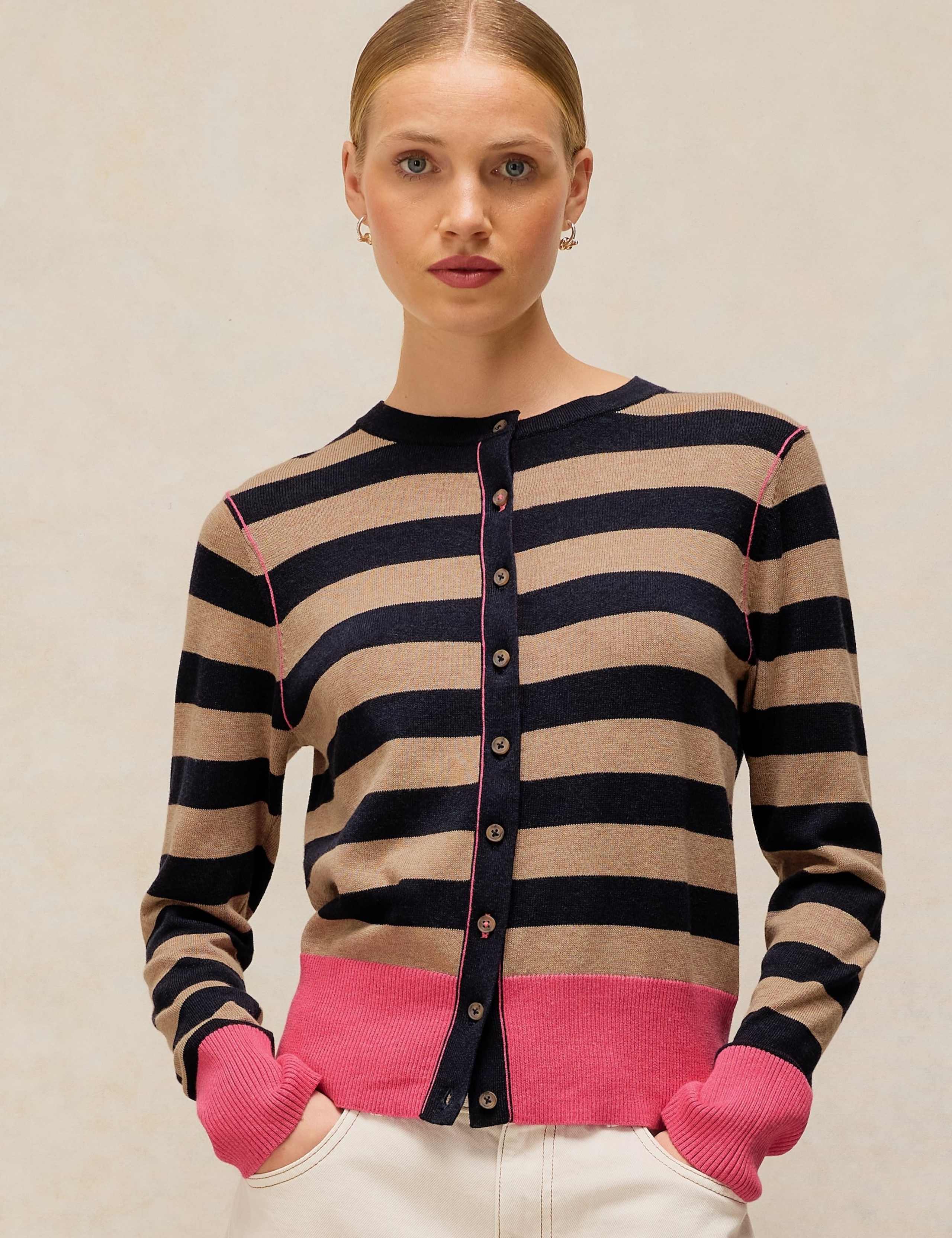 Pure Cotton Striped Cardigan