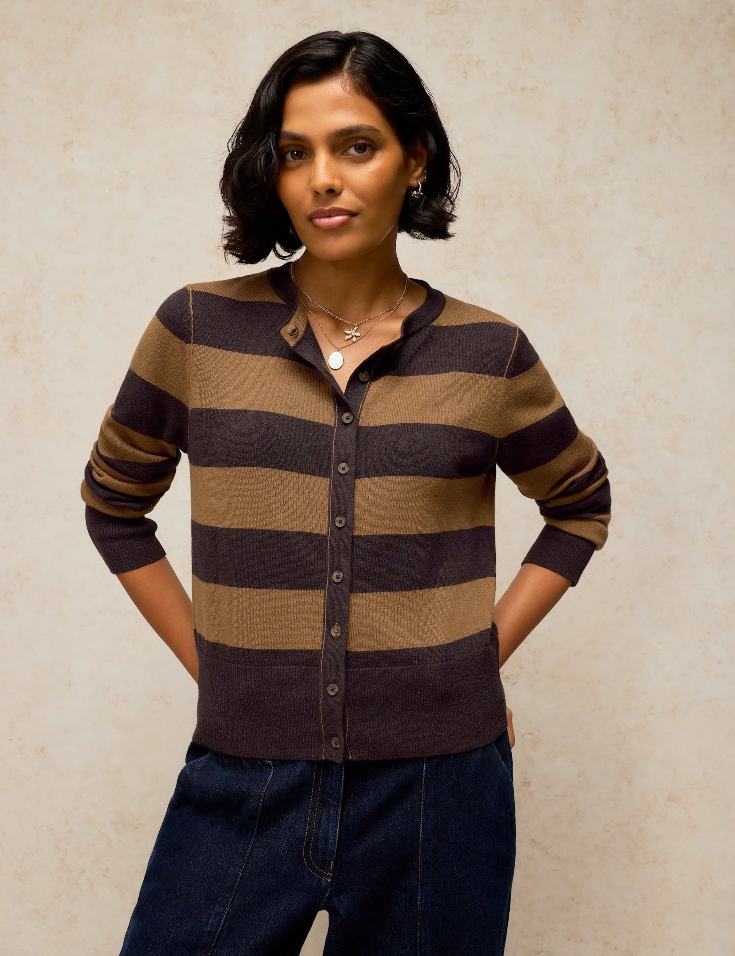Pure Cotton Striped Cardigan
