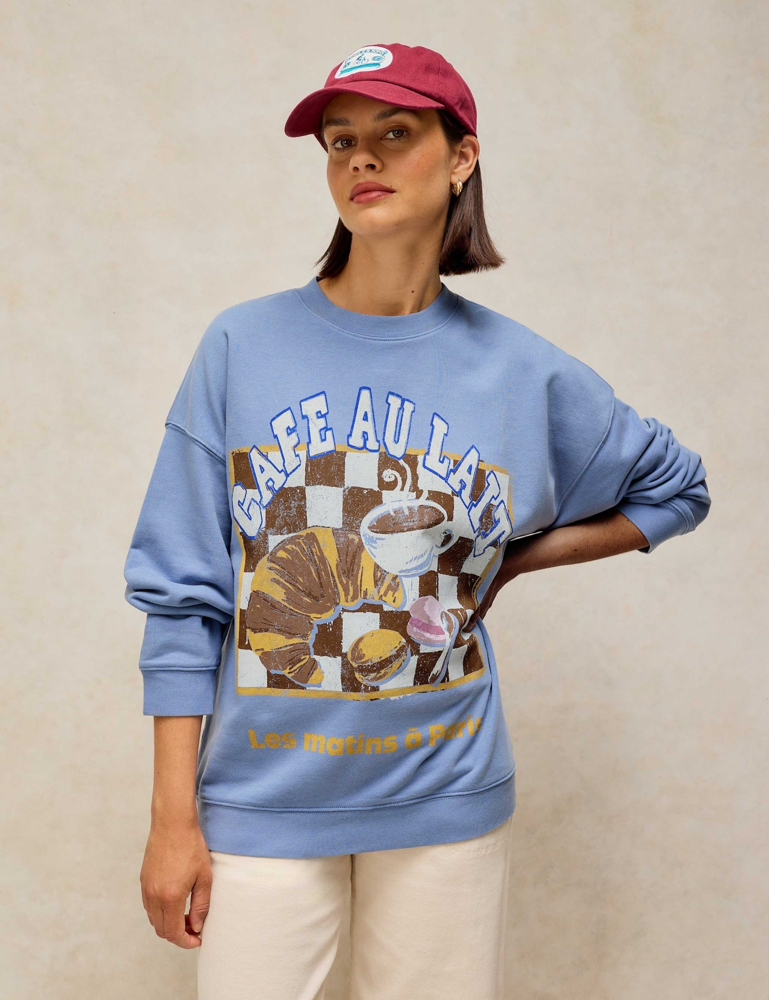 Cotton Rich Graphic Longline Sweatshirt