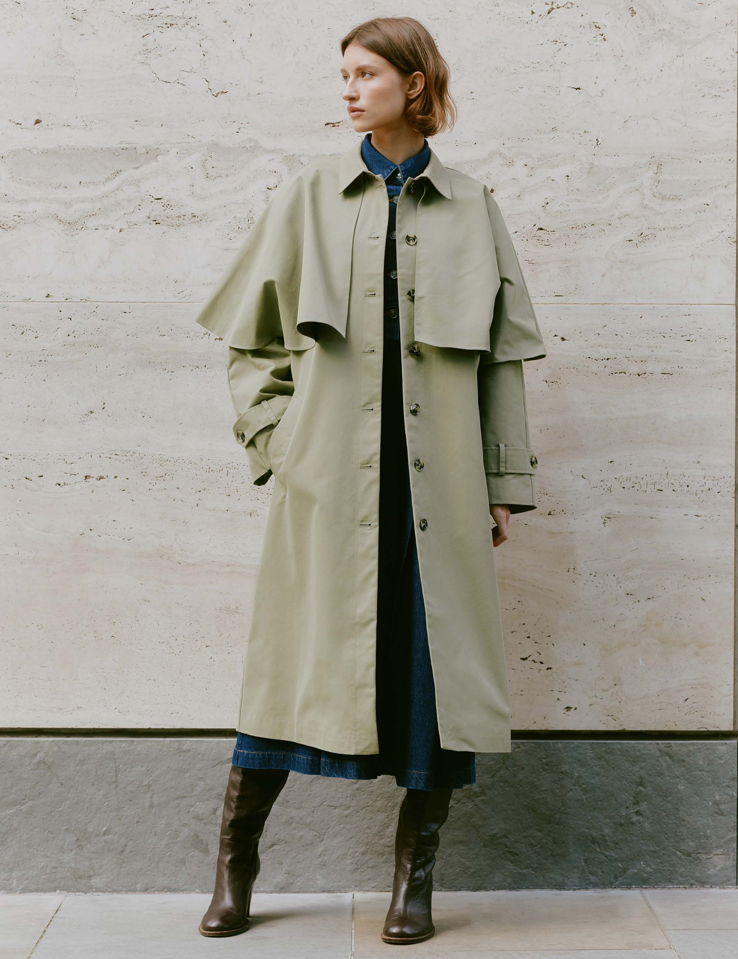 Cotton Rich Collared Longline Trench Coat