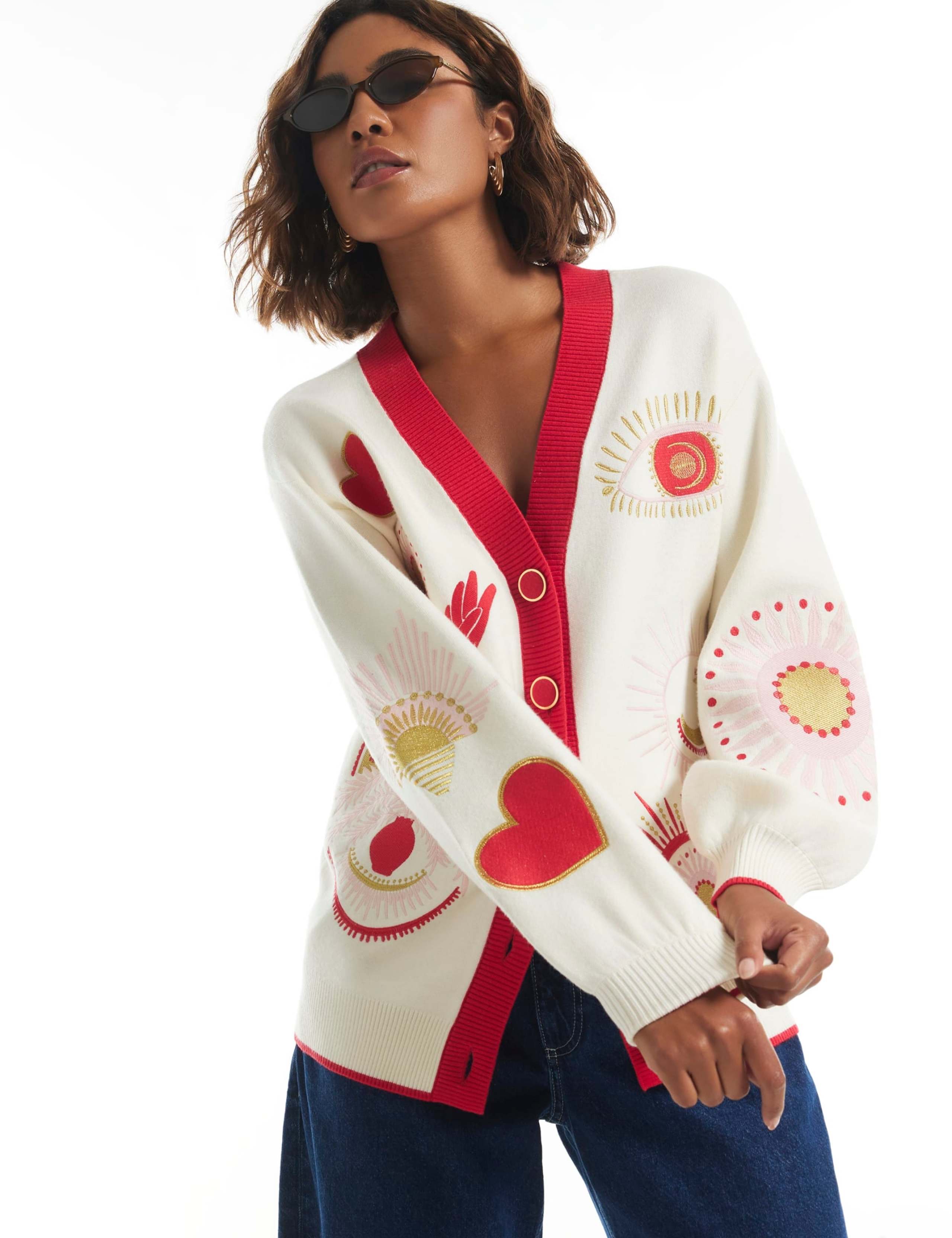 Pure Cotton Embroidered Cardigan