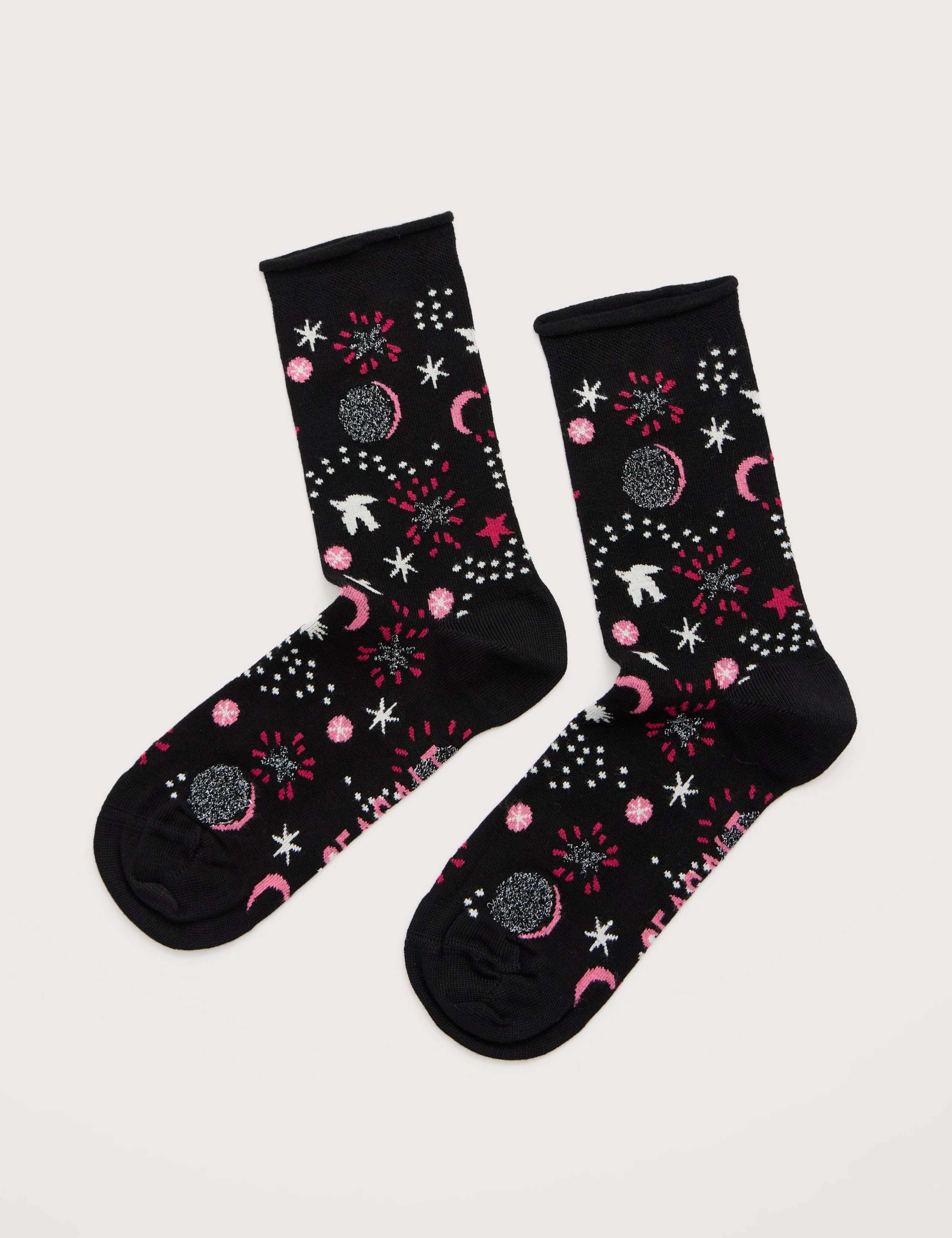 Metallic Star Print Ankle Socks