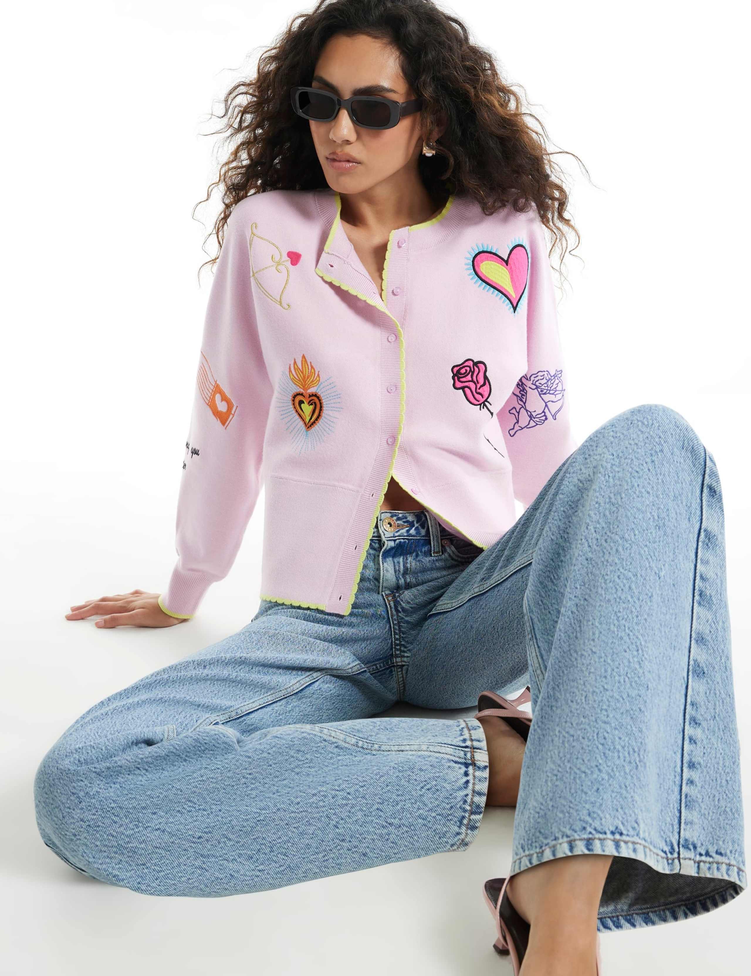 Pure Cotton Crew Neck Fitted Cardigan