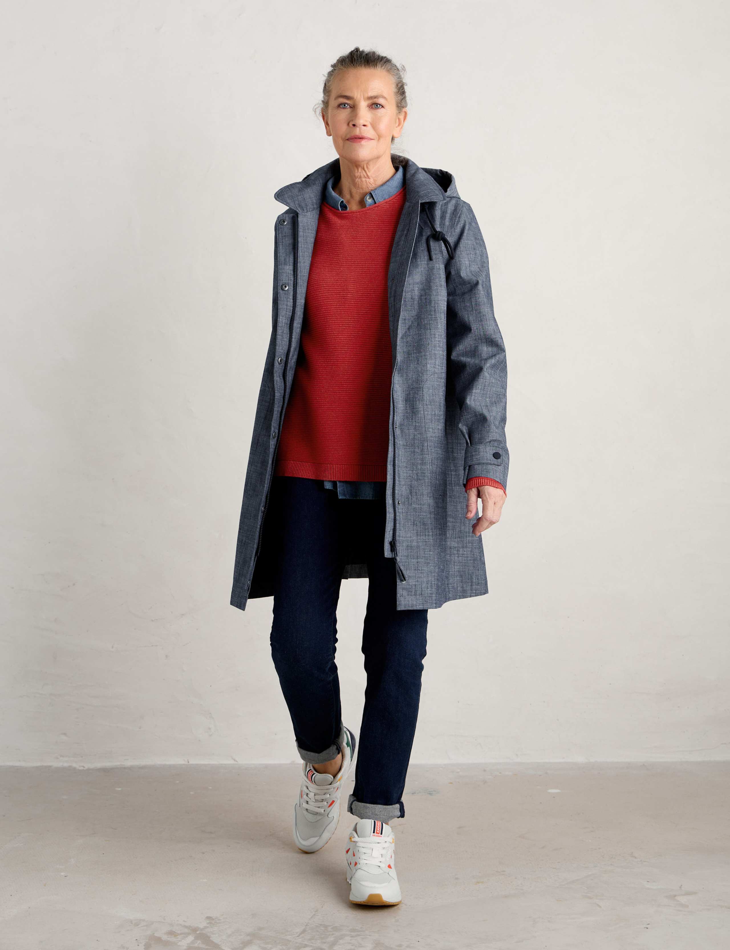 Pure Cotton Hooded Longline Raincoat