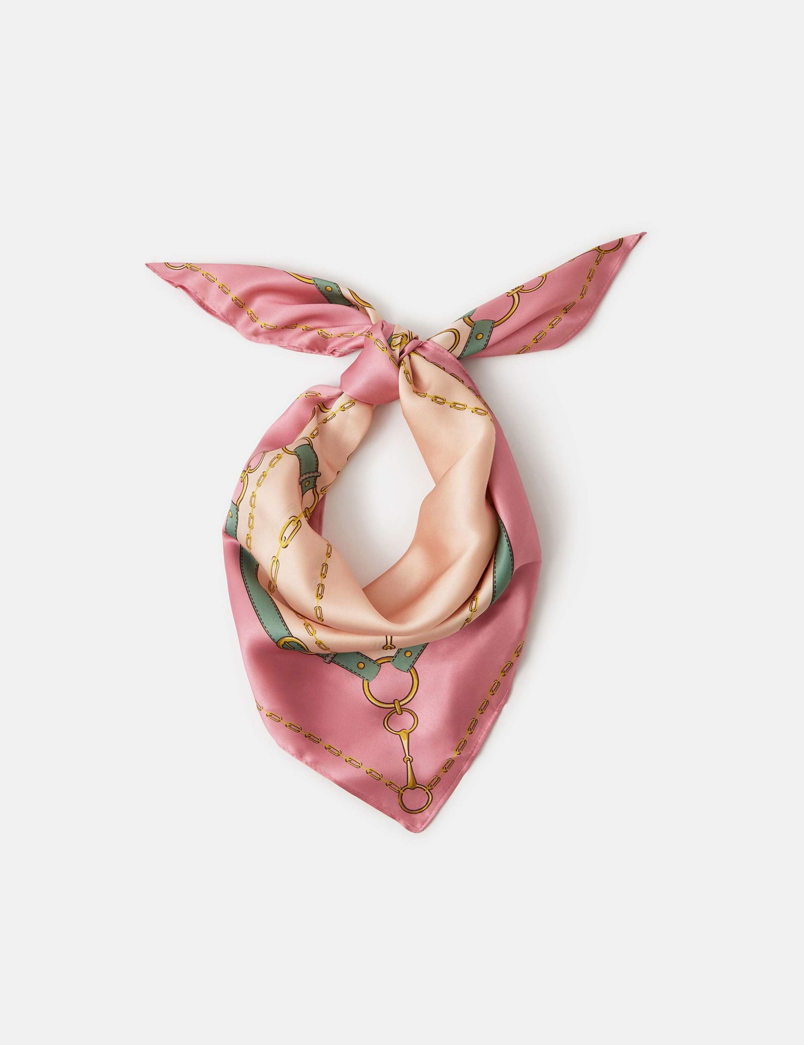 Satin Chain Print Square Scarf