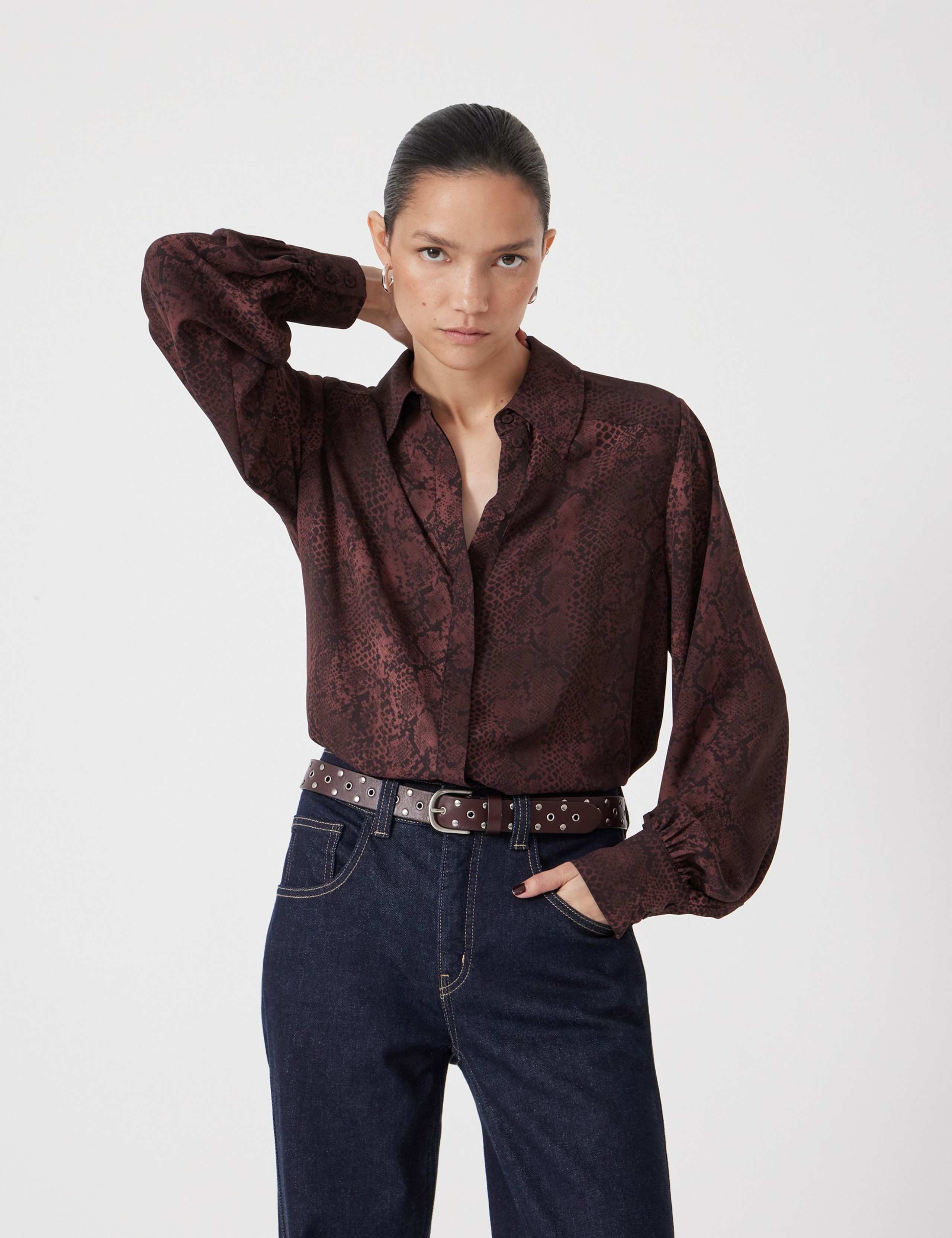 Animal Print Collared Shirt