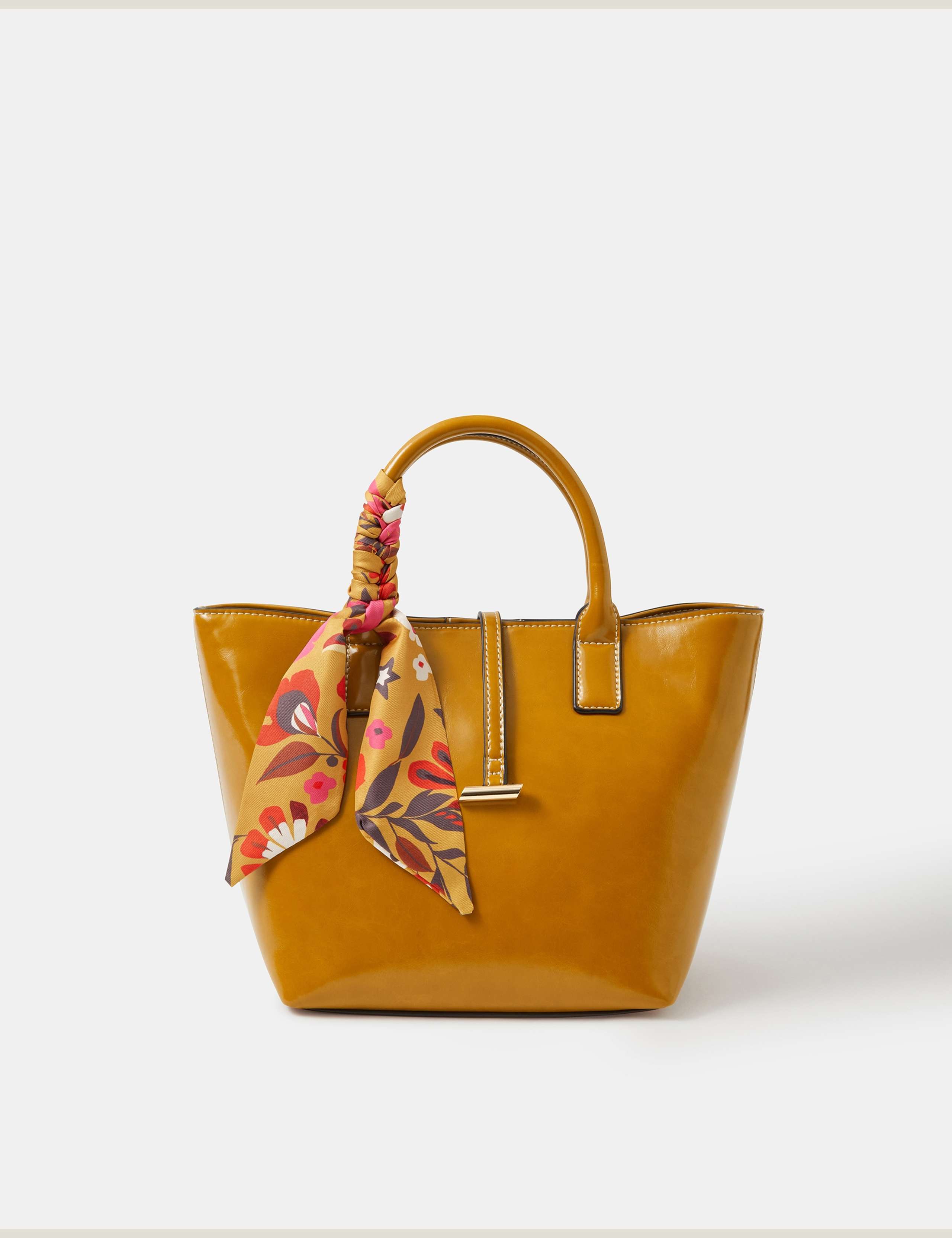 Patent Floral Scarf Cross Body Bag
