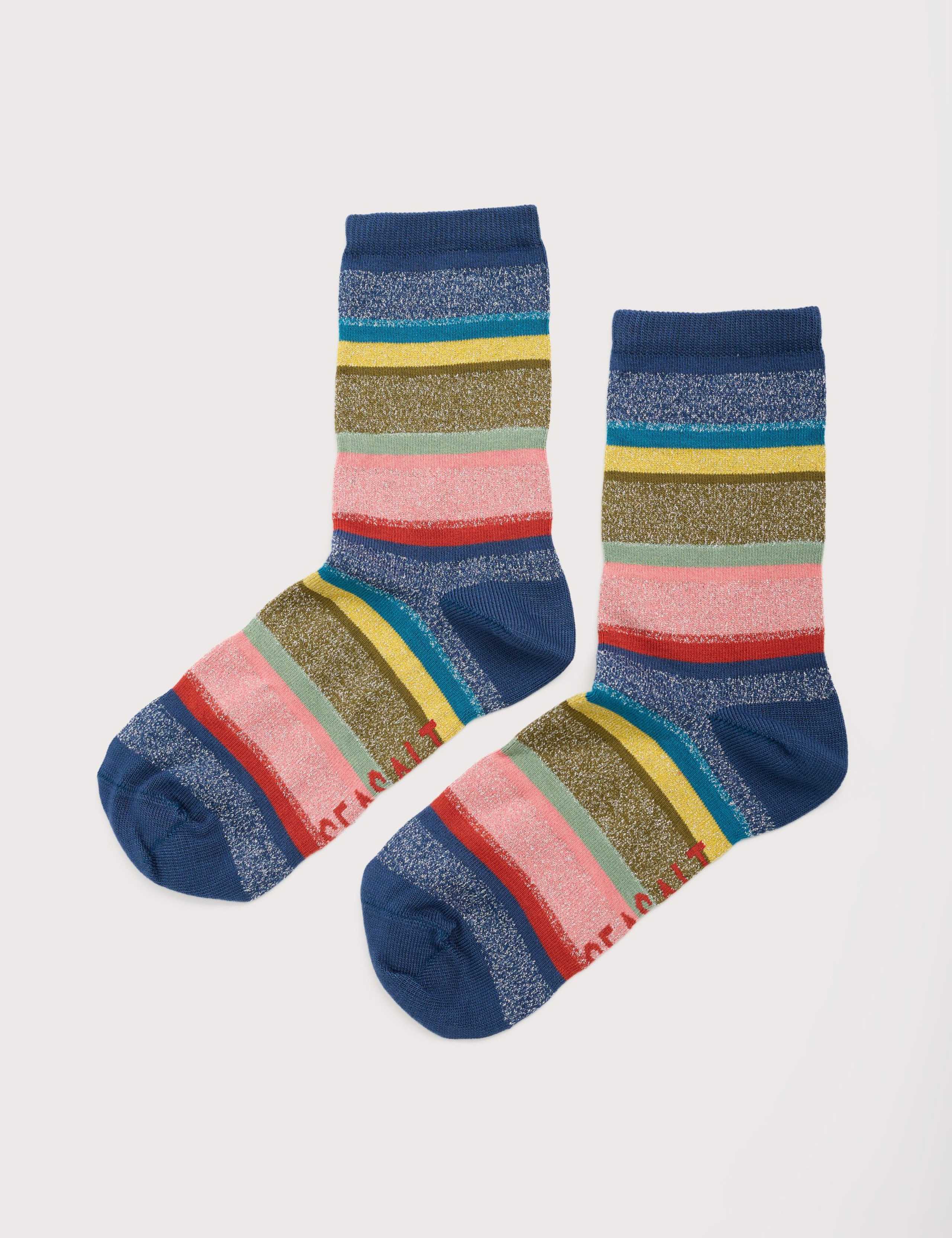 Sparkle Striped Ankle High Socks