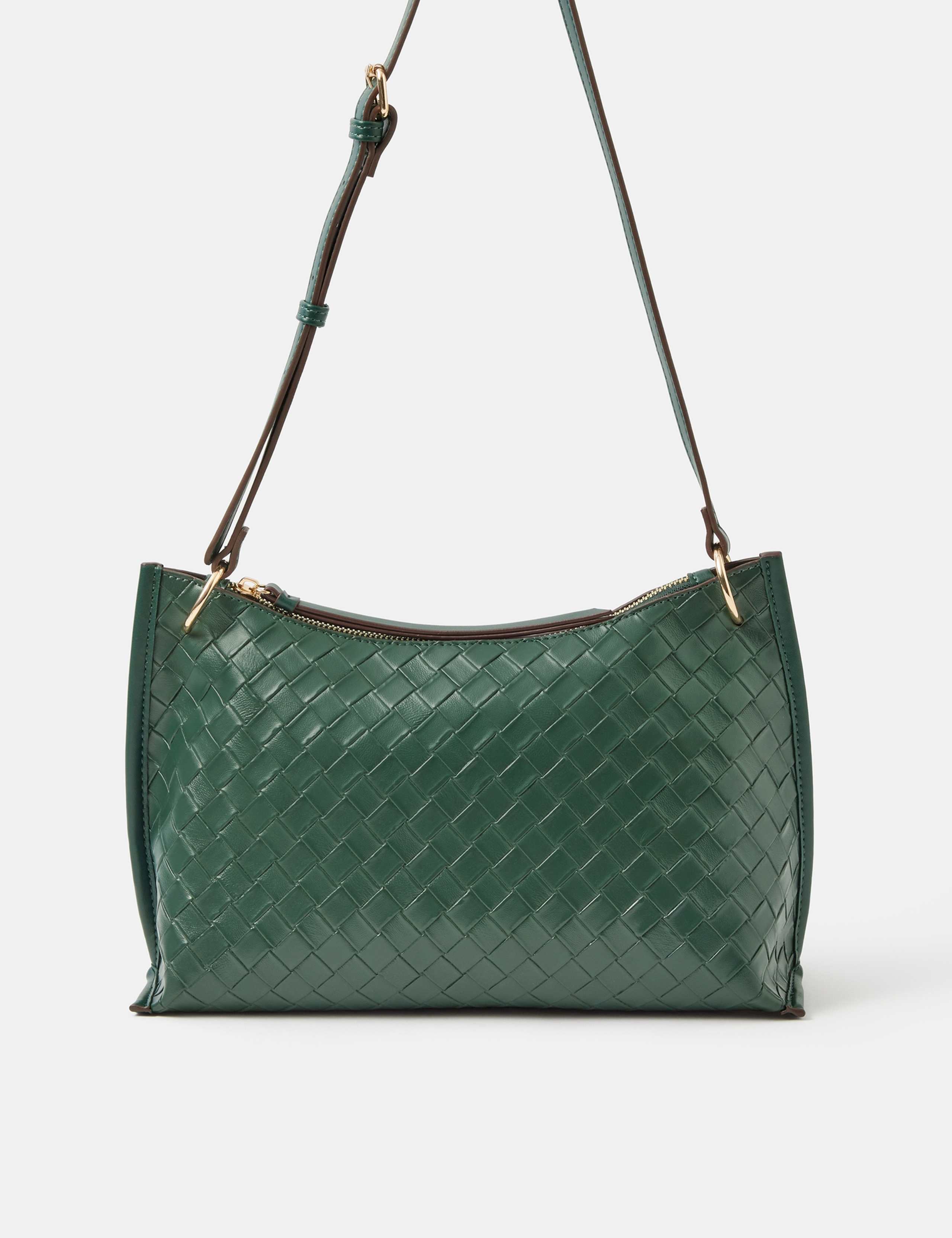 Faux Leather Woven Cross Body Bag