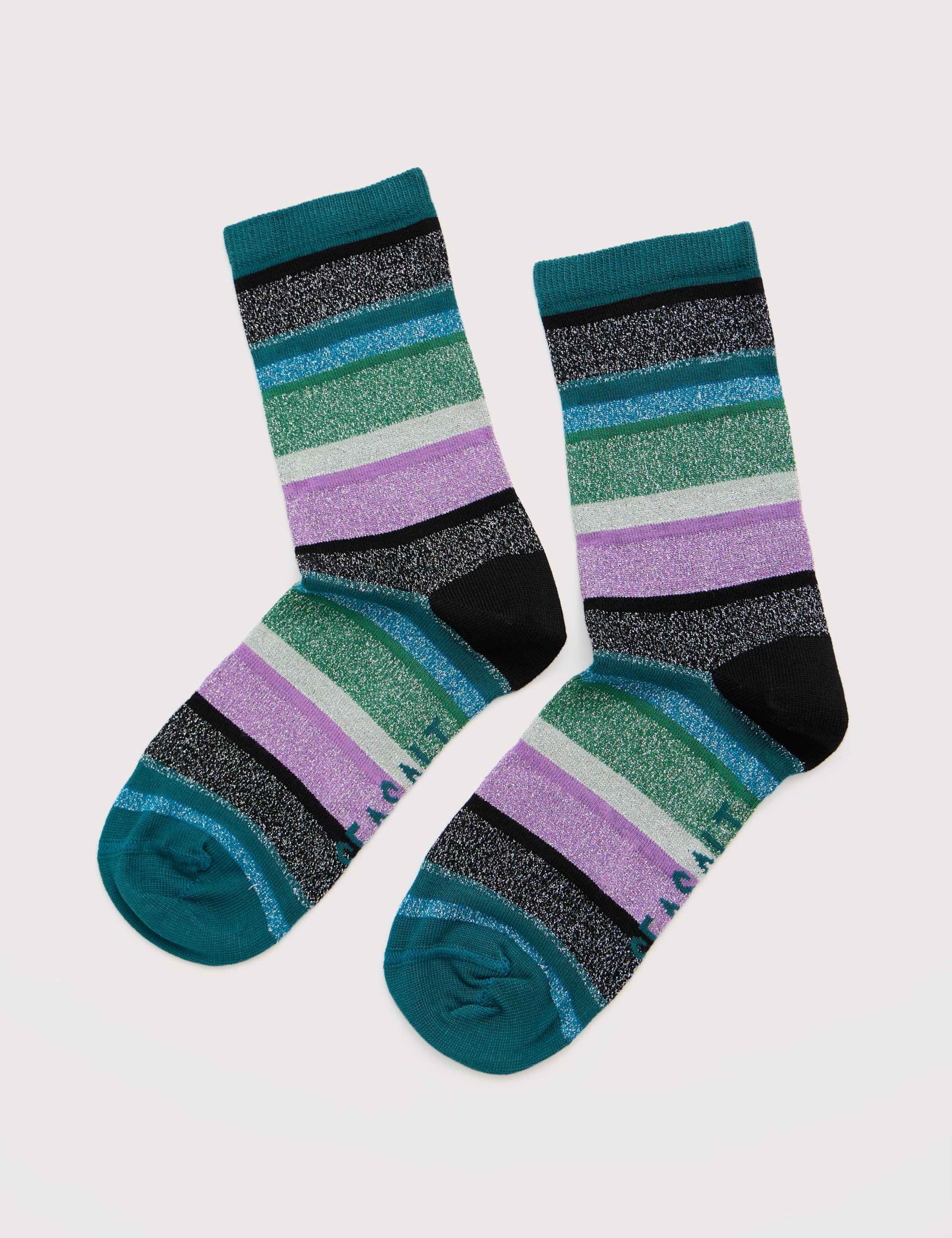 Striped Sparkle Ankle High Socks