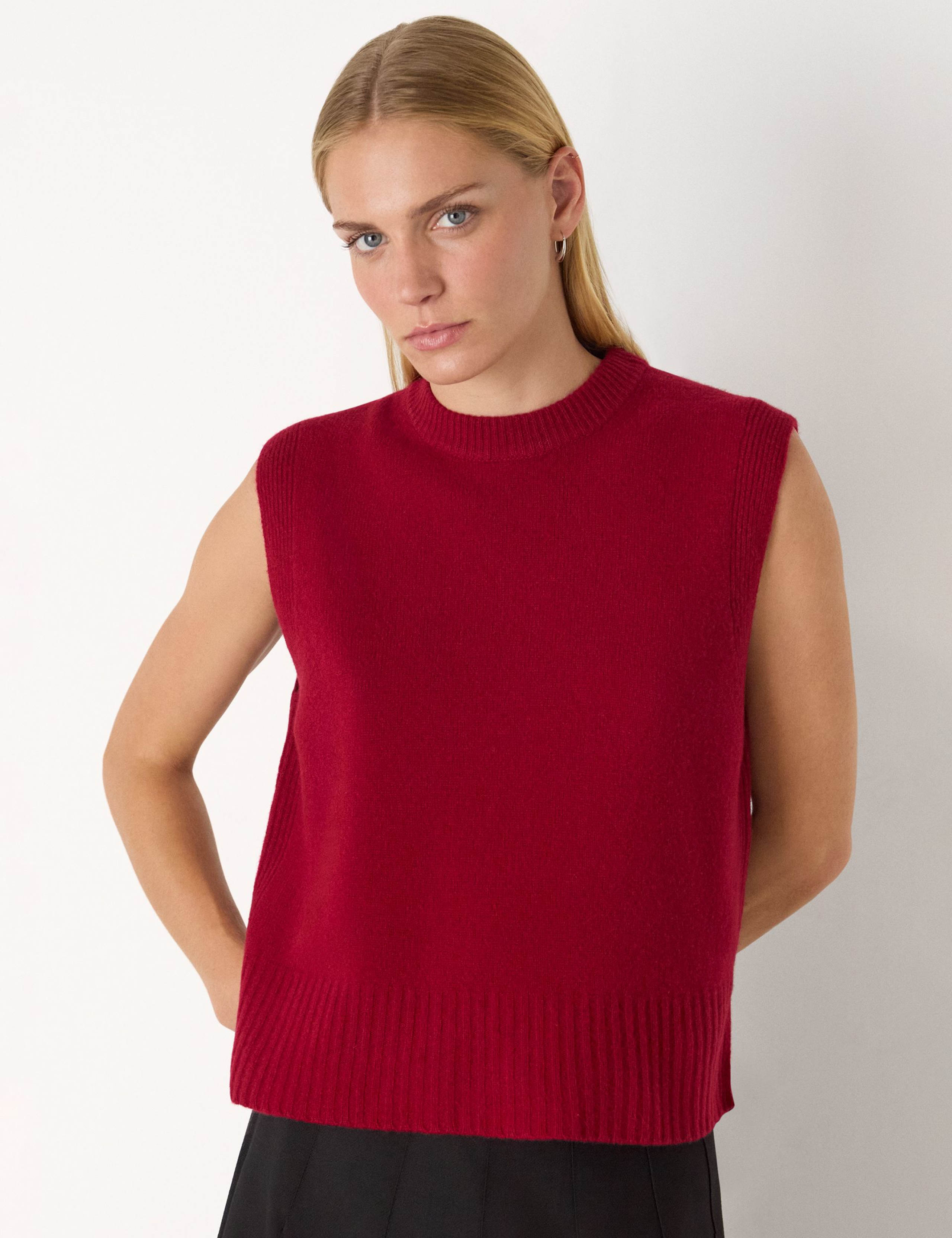 Pure Wool Textured Knitted Vest
