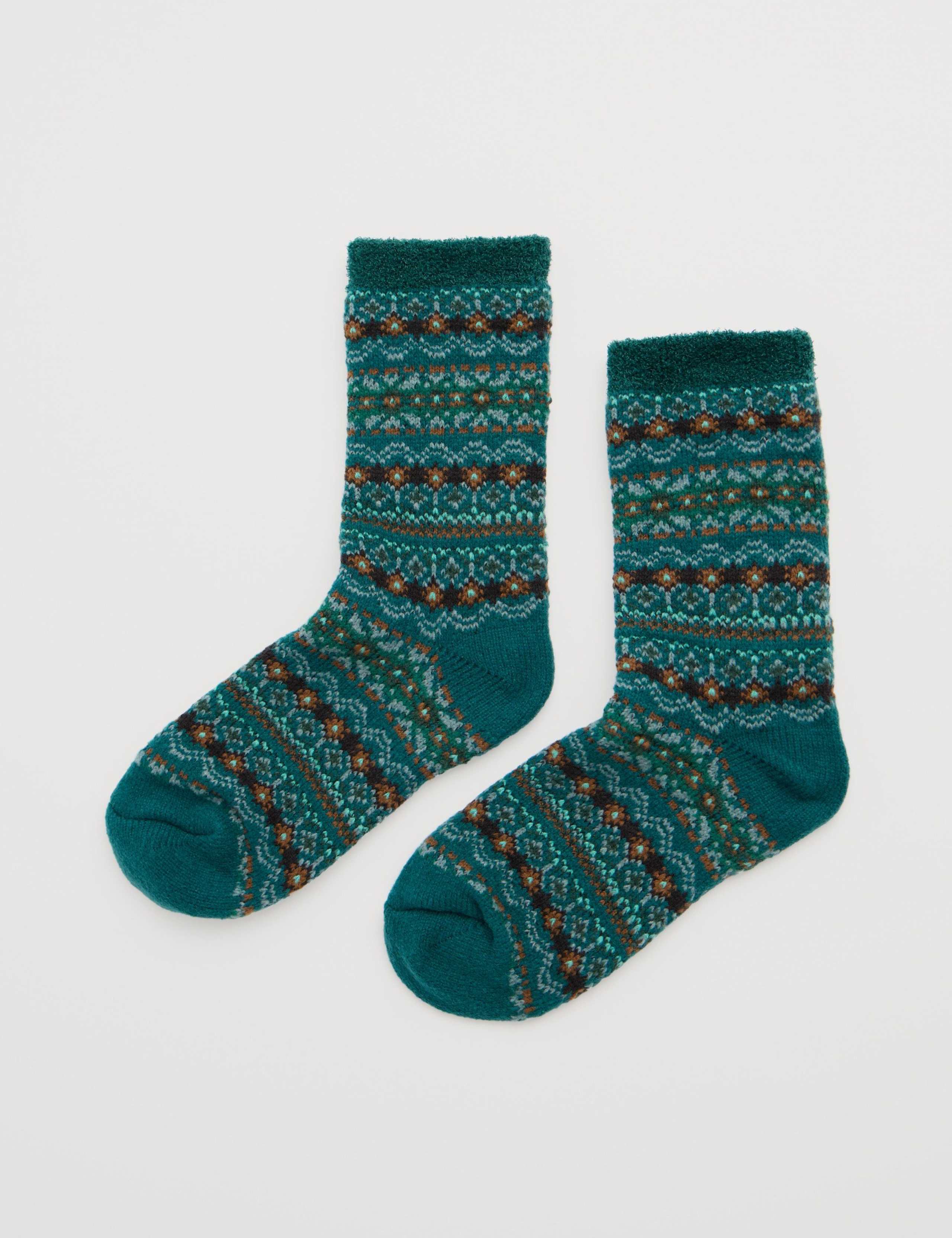 Fair Isle Fluffy Socks