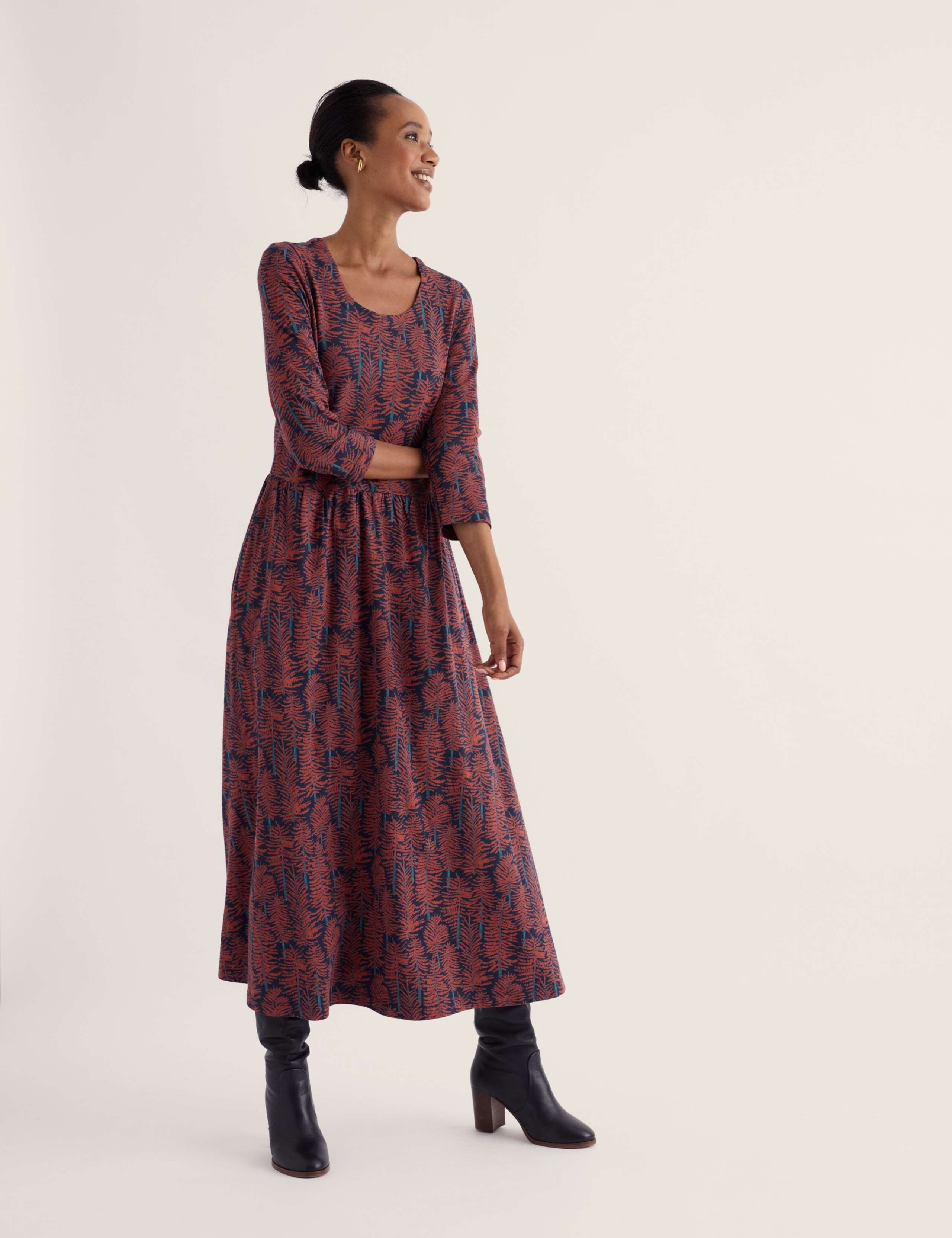 Cotton Rich Floral Maxi Waisted Dress