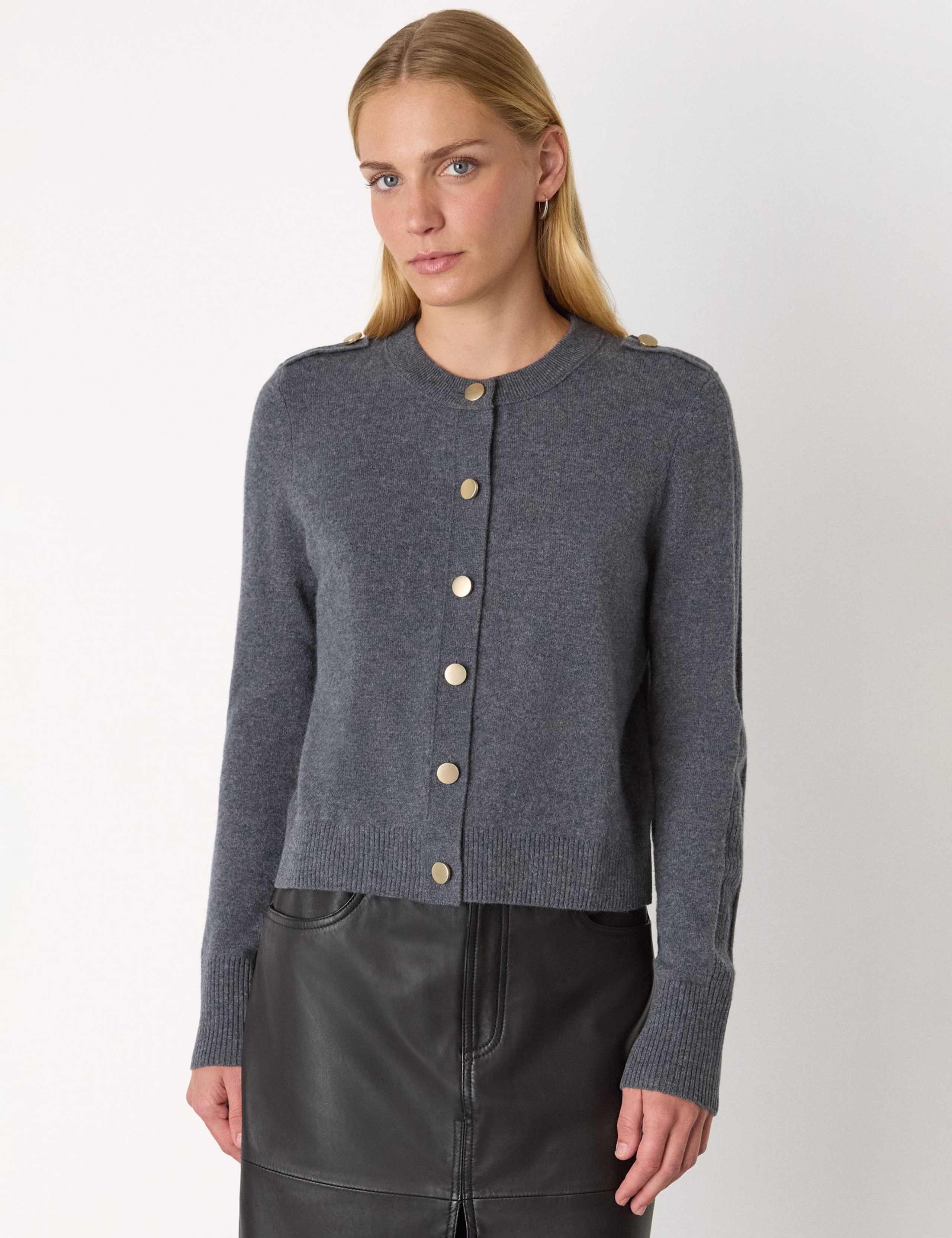 Pure Wool Textured Crop Cardigan