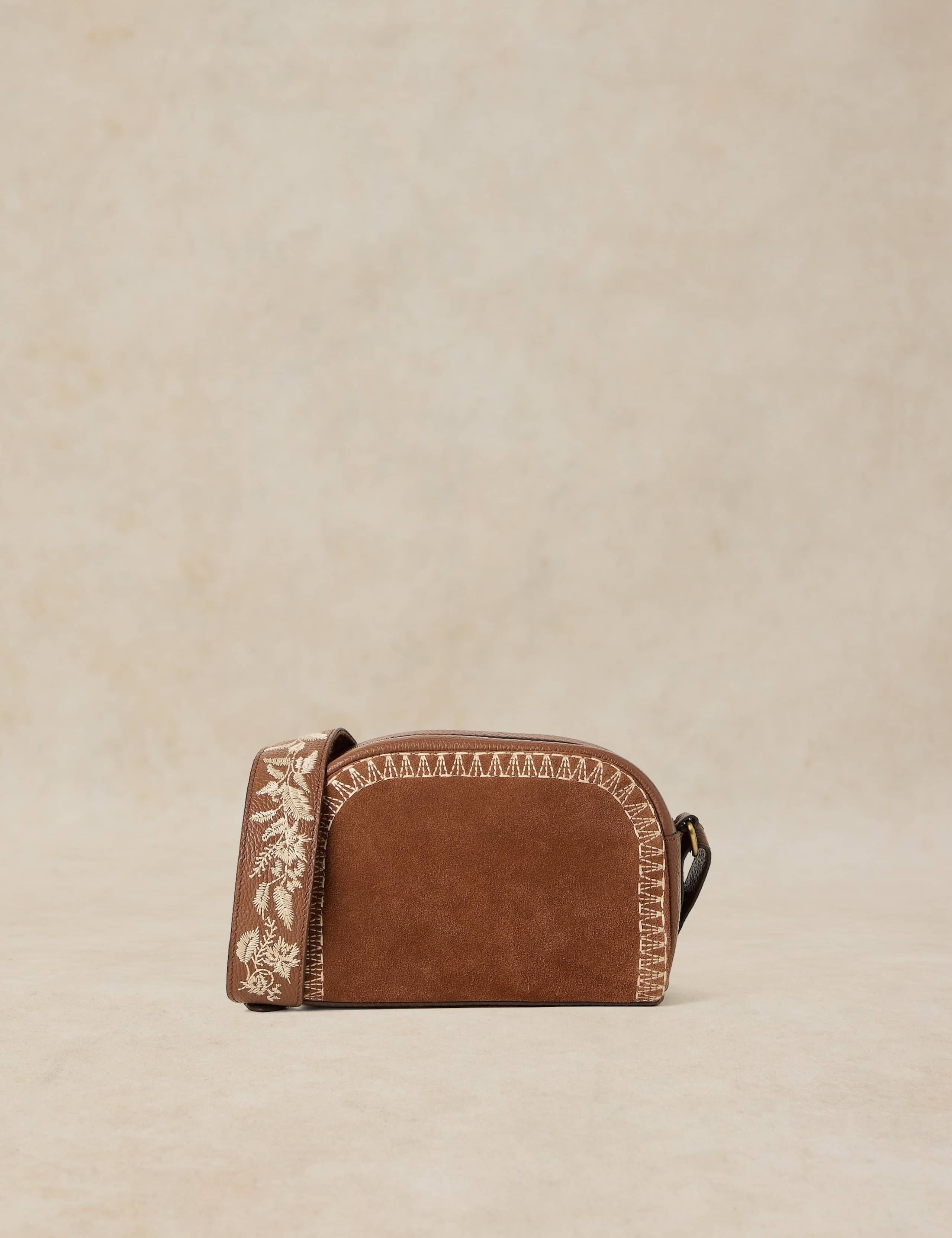 Leather Embroidered Cross Body Bag