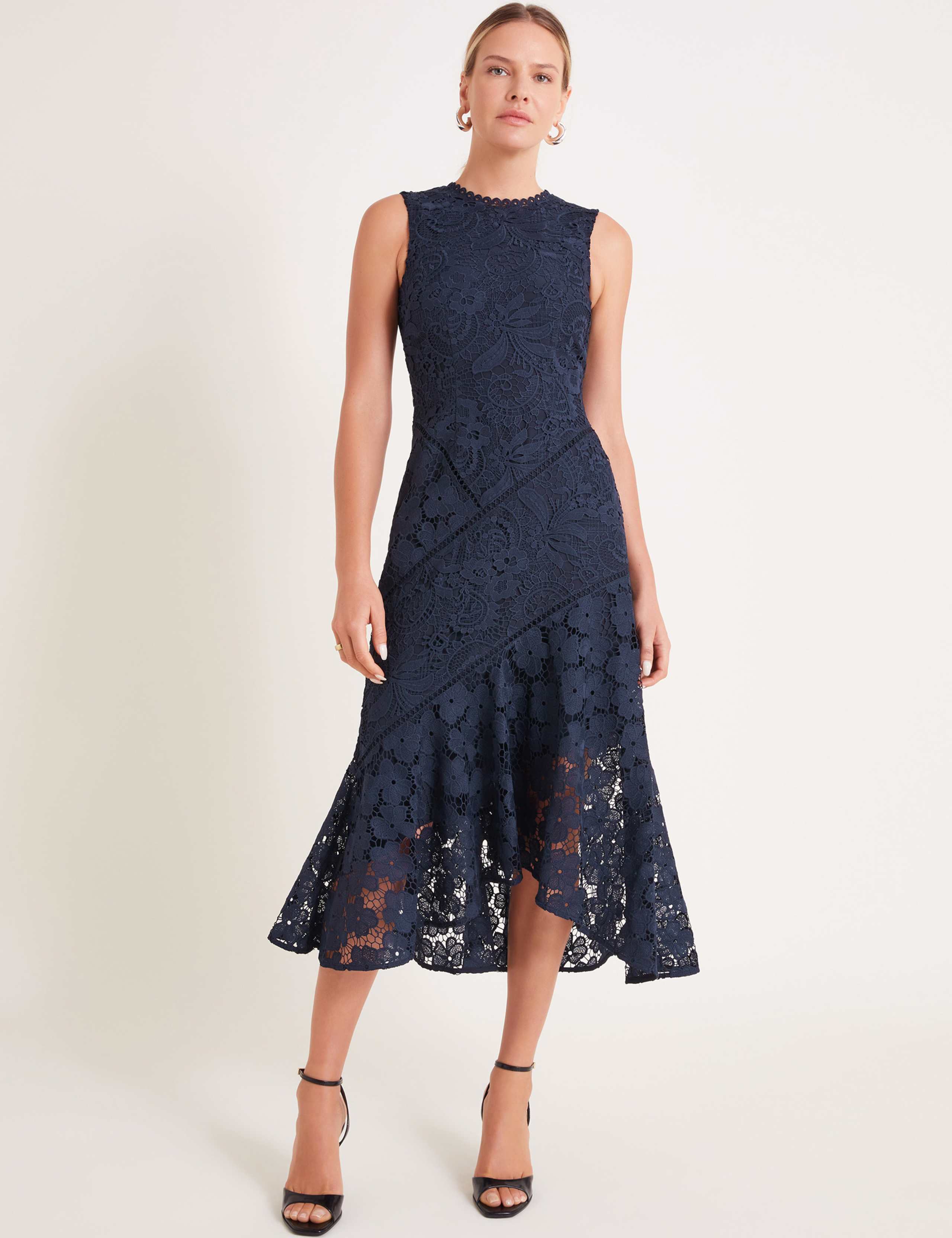 Lace Embroidered Floral Midi Tea Dress
