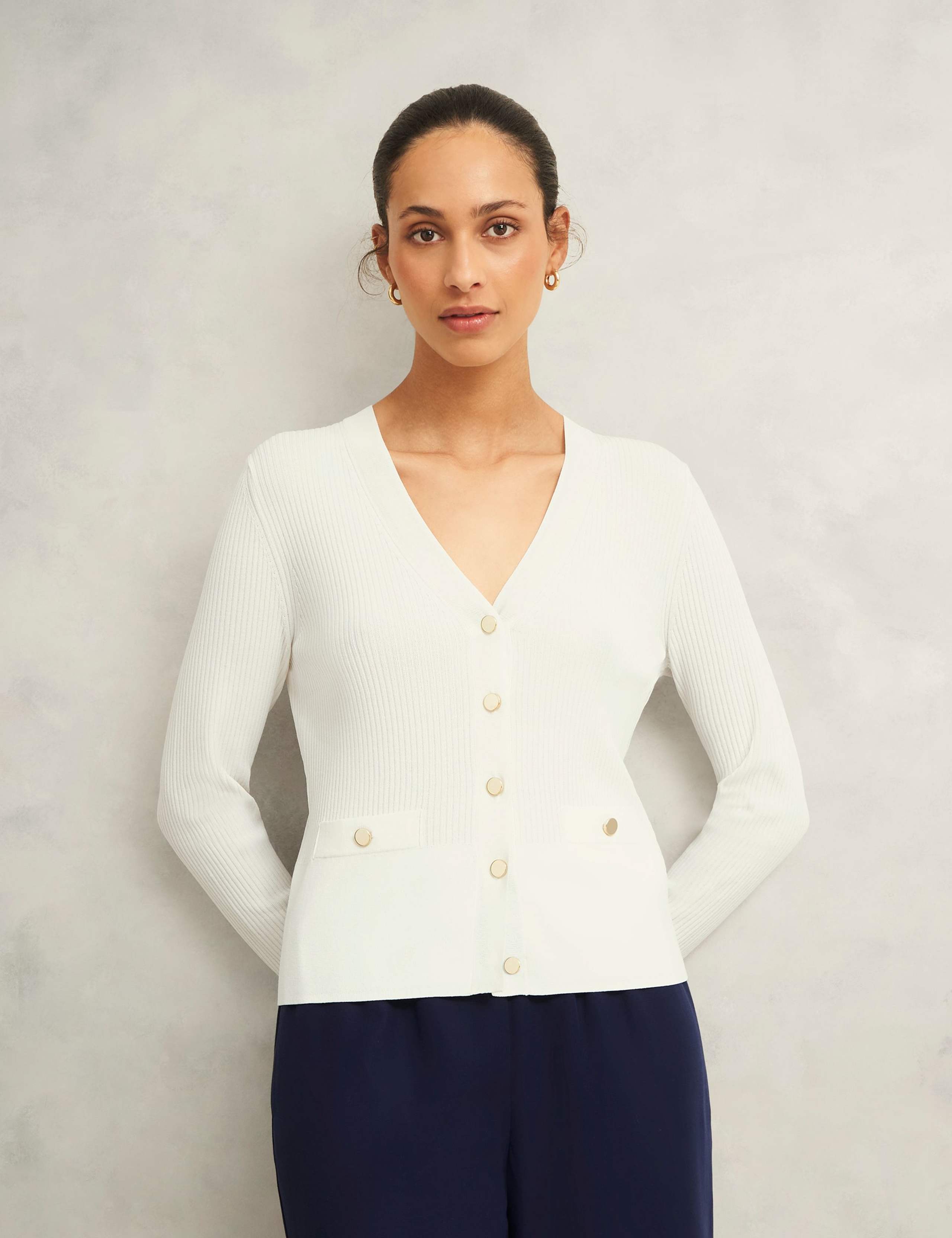 Ribbed V-Neck Cardigan