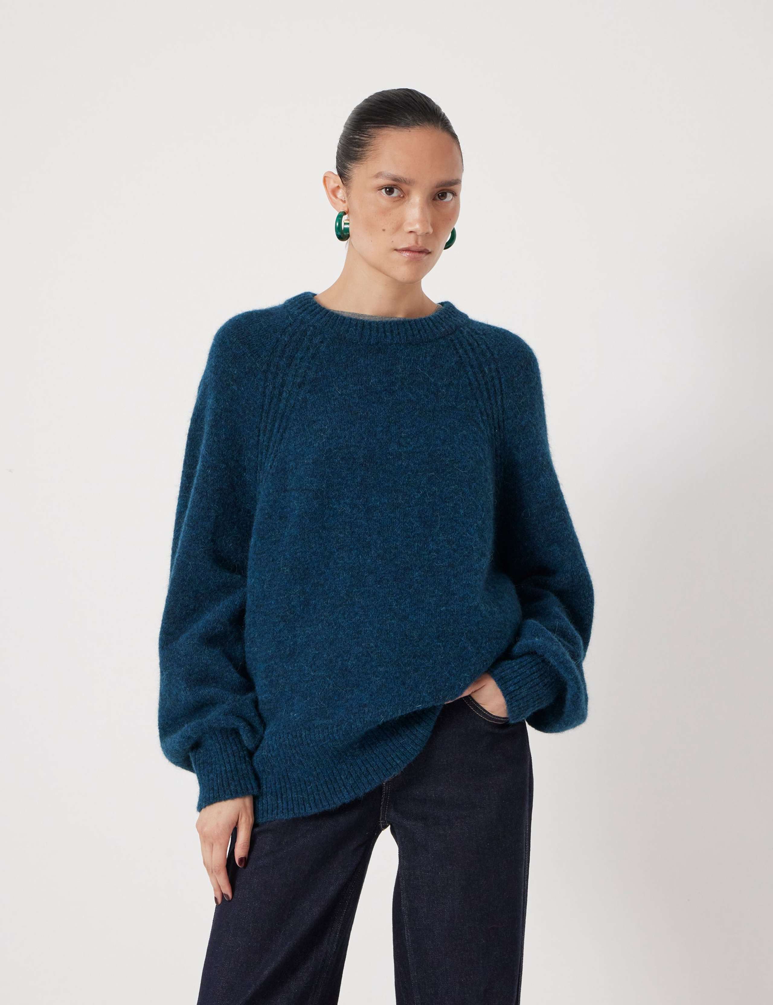 Wool Blend Crew Neck Relaxed Jumper