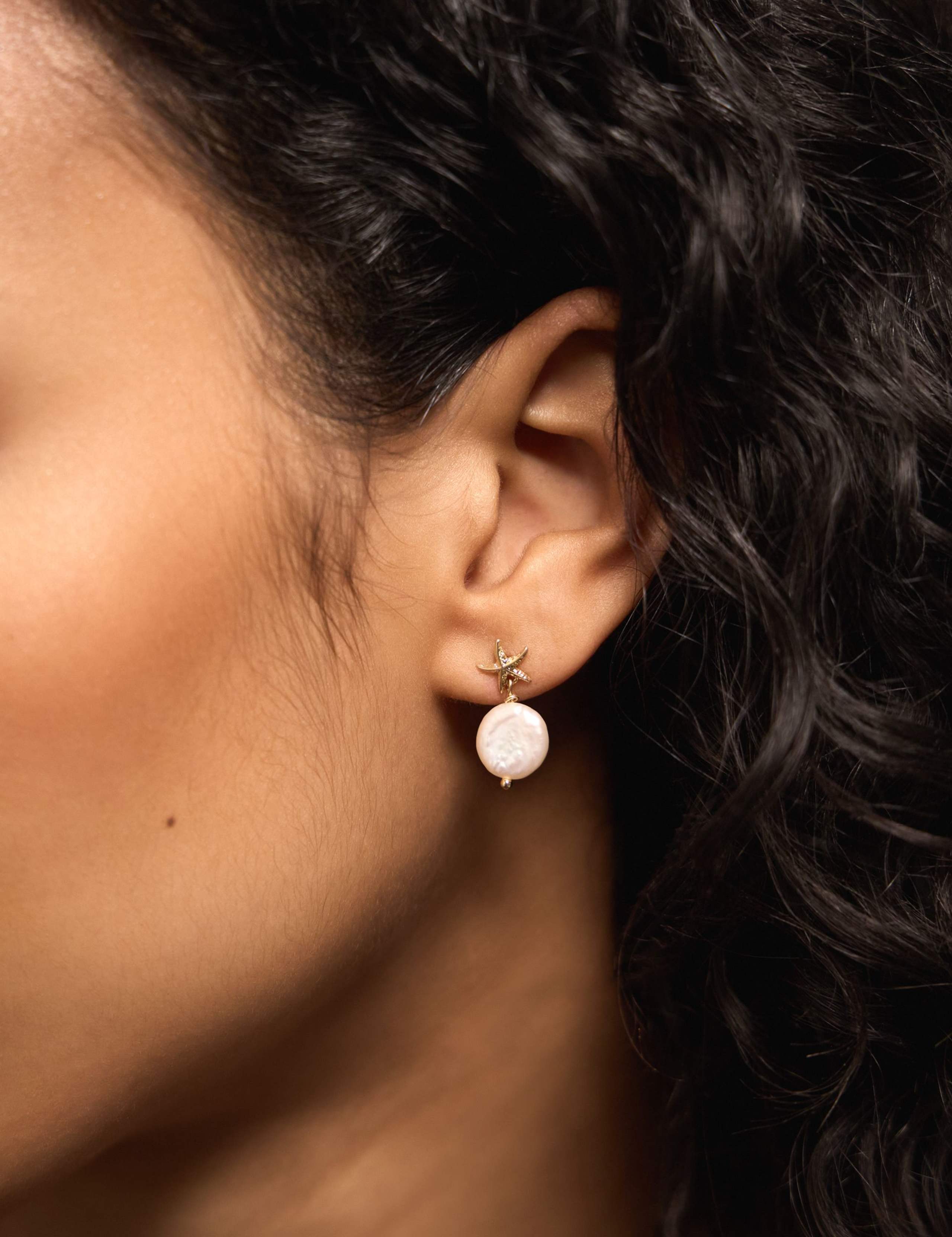 14 Carat Gold Plated Pearl Drop Earrings