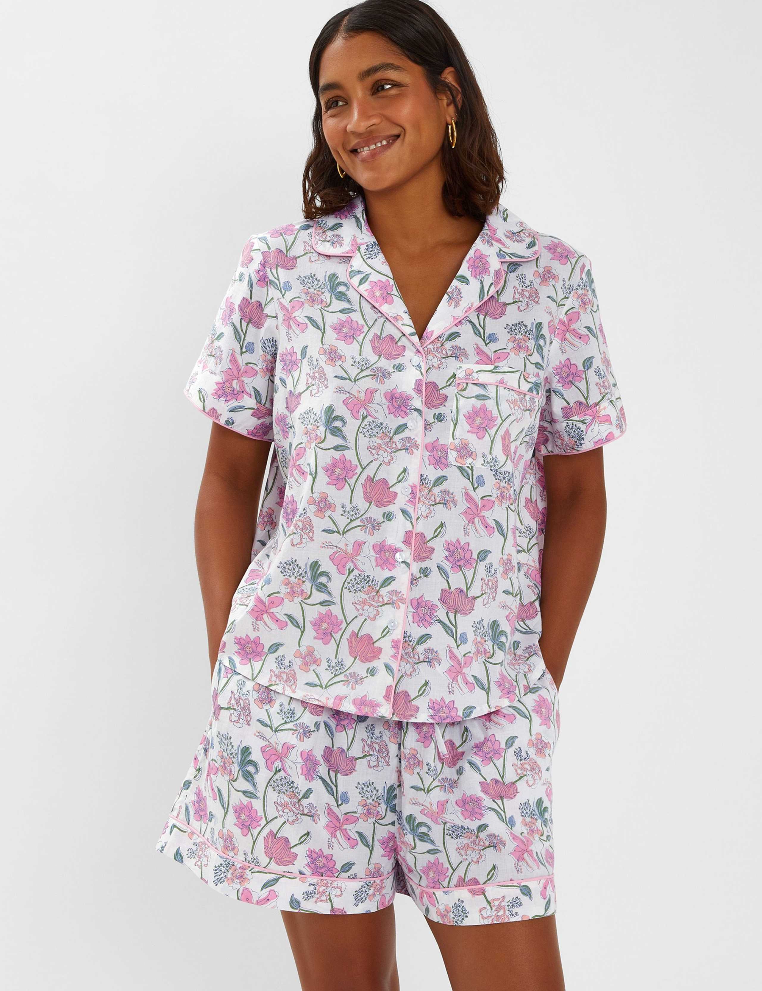 Pure Cotton Floral Shortie Set