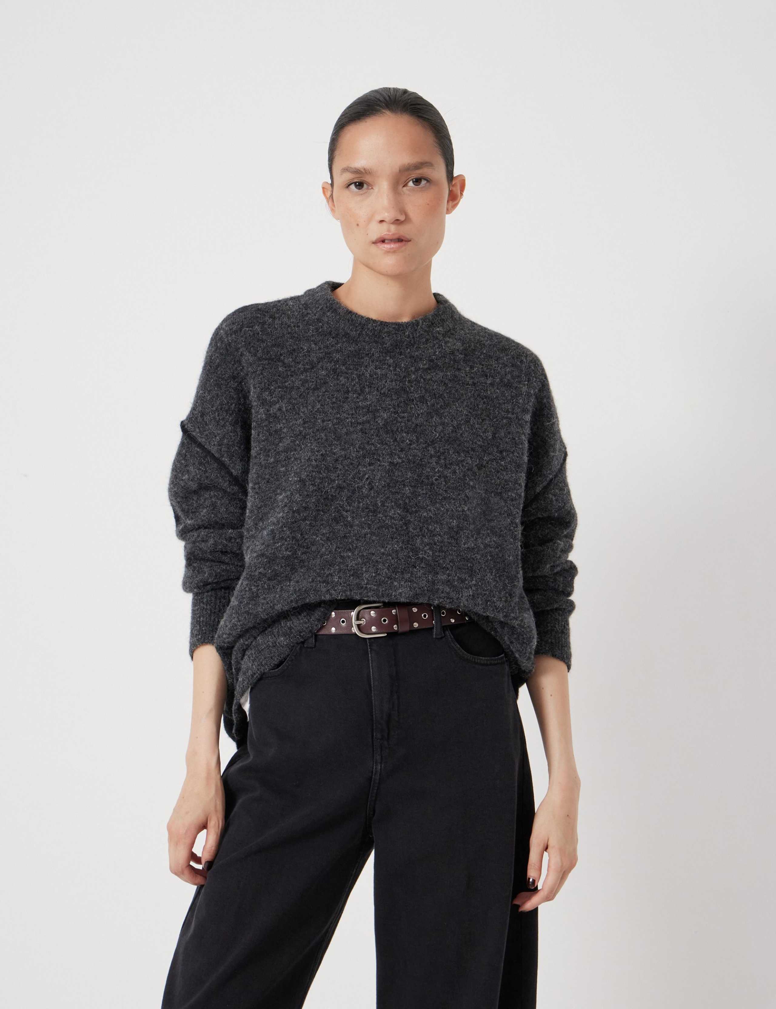 Alpaca Blend Textured Crew Neck Jumper