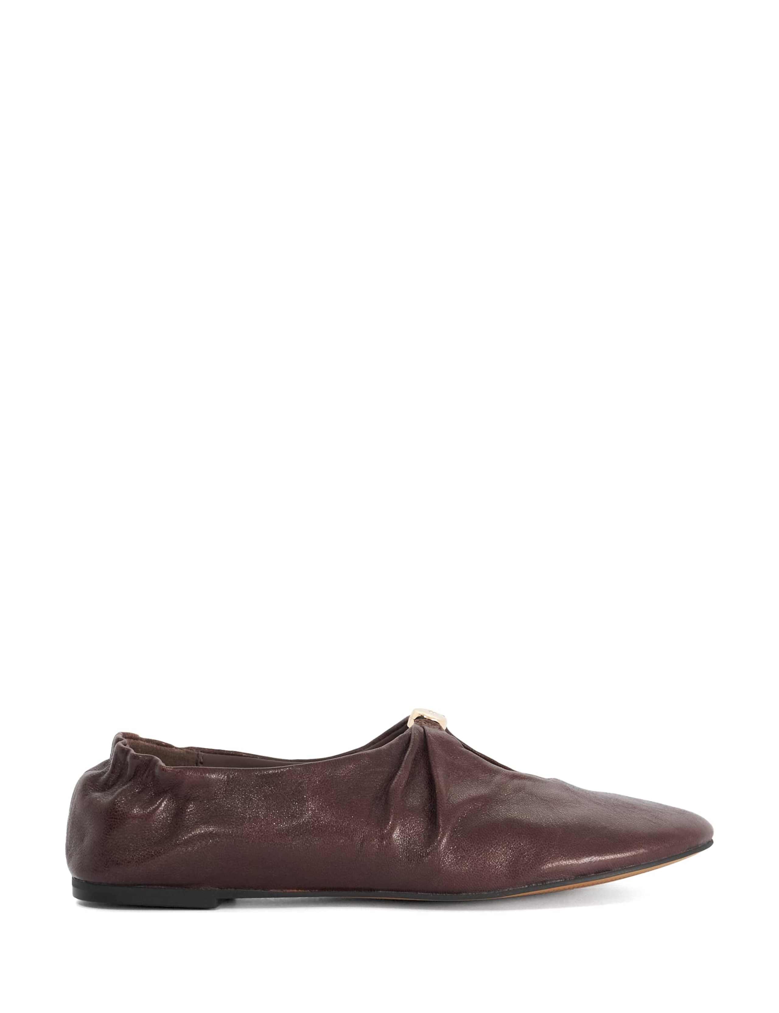 Leather Flat Round Toe Ballet Pumps