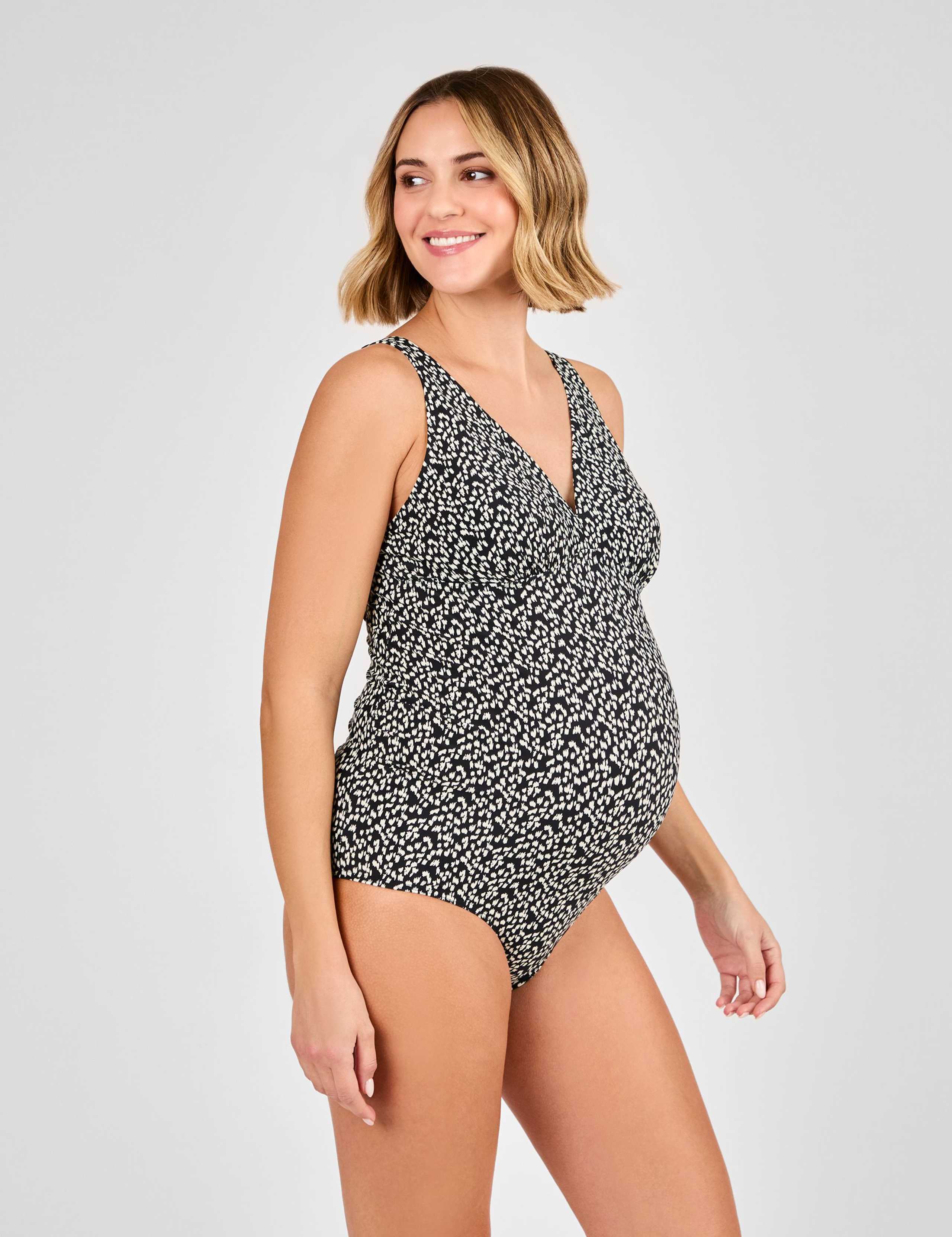 Maternity Animal Print V-Neck Swimsuit