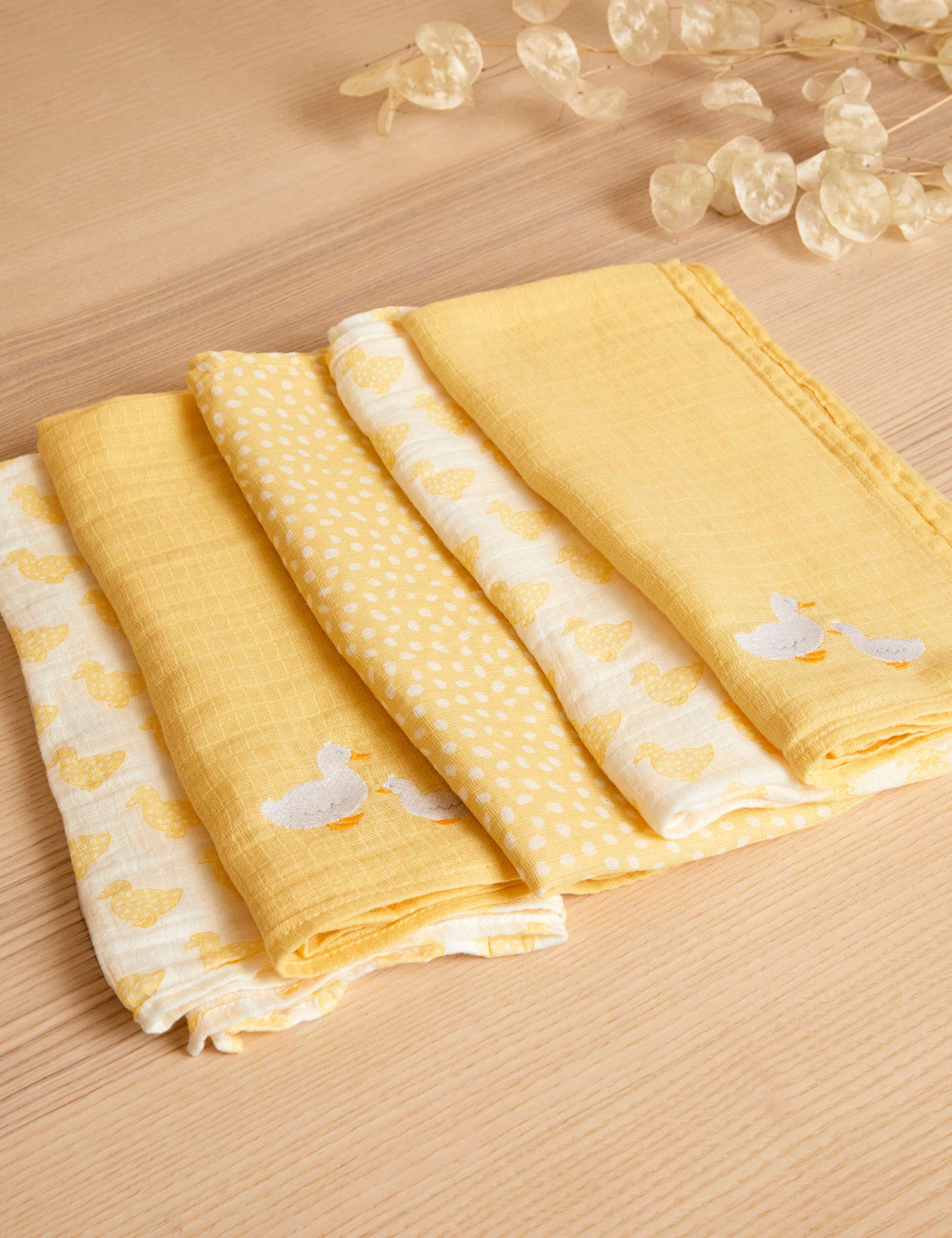 5pk Pure Cotton Duck Muslin Squares