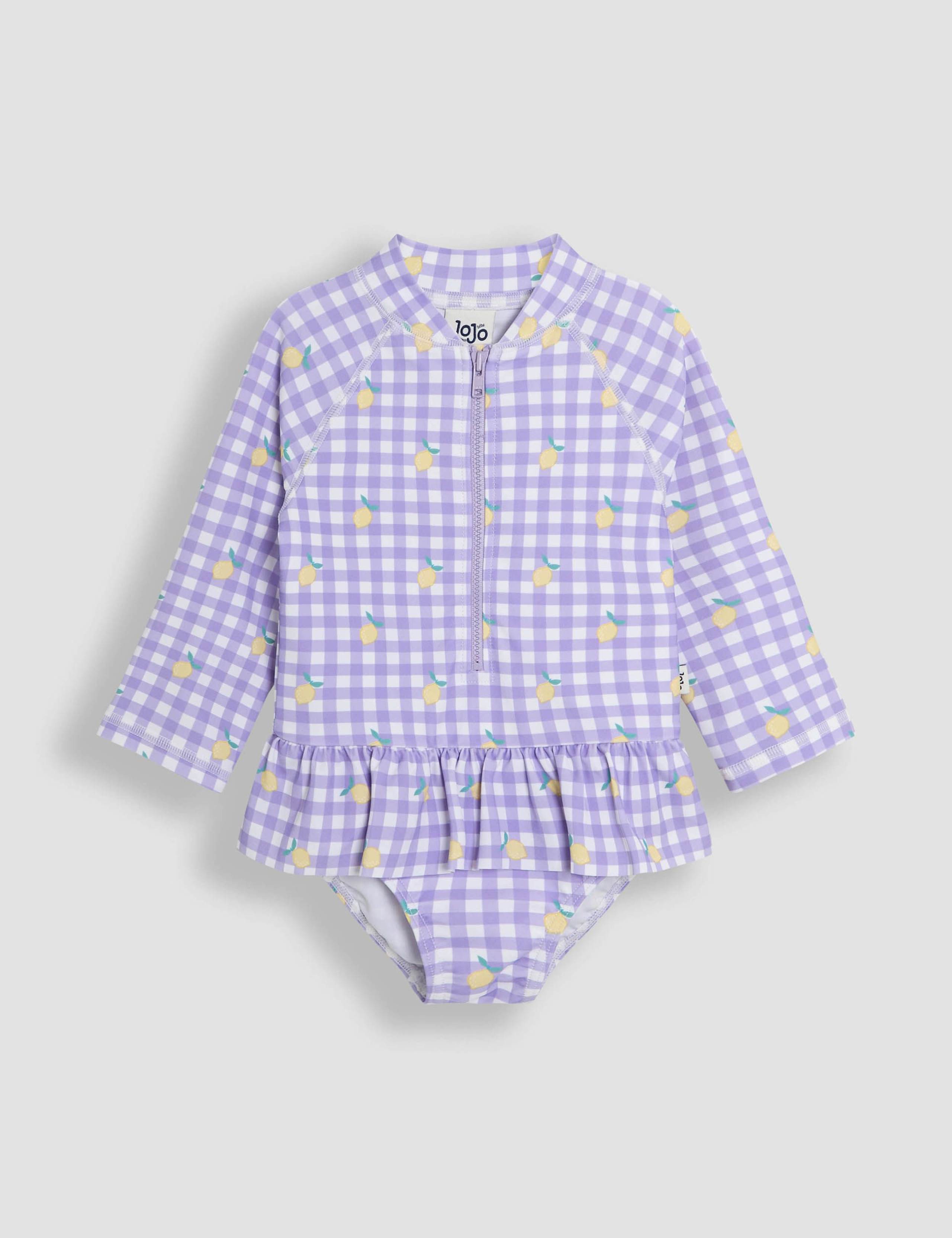 Lemon Gingham Long Sleeve Swimsuit (6 Mths - 6 Yrs)
