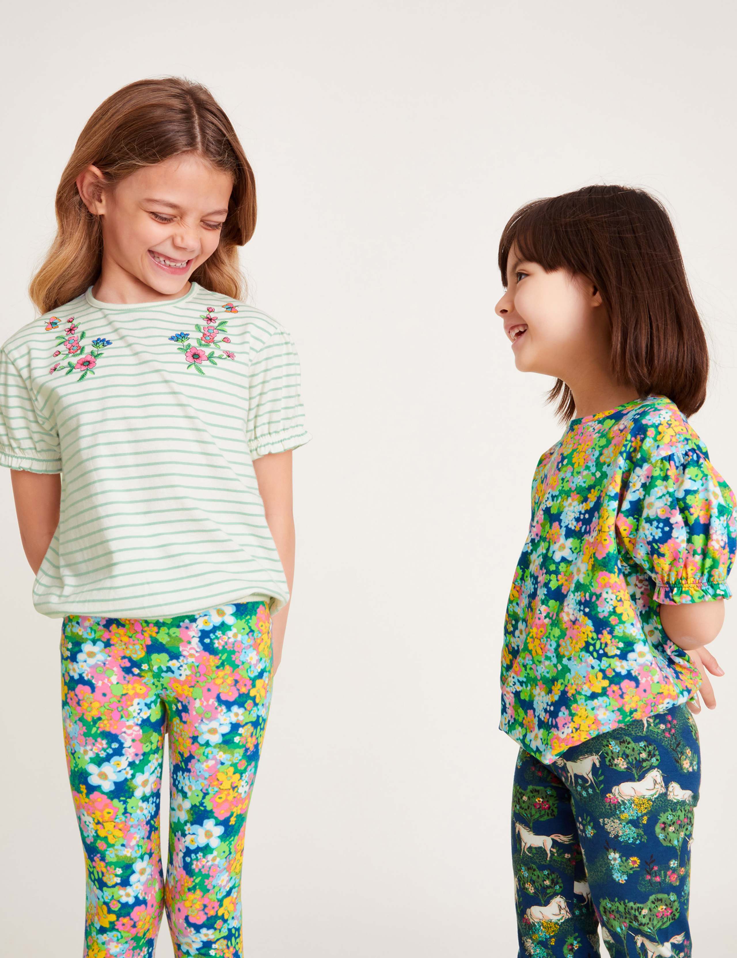 2pk Cotton Rich Stripe Floral T-Shirts (3-13 Yrs)