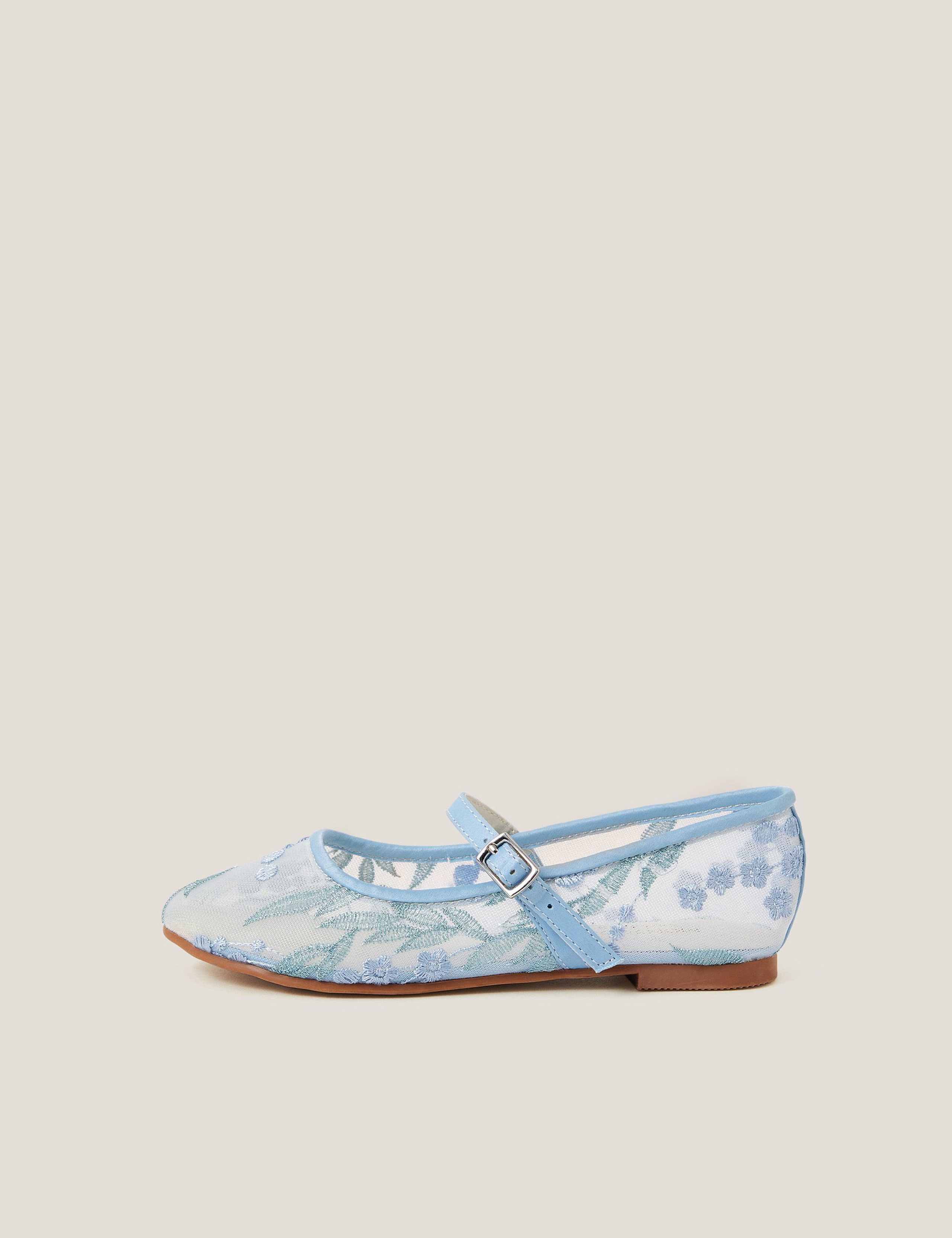 Kids' Embroidered Lace Ballet Pumps (7 Small - 4 Large)