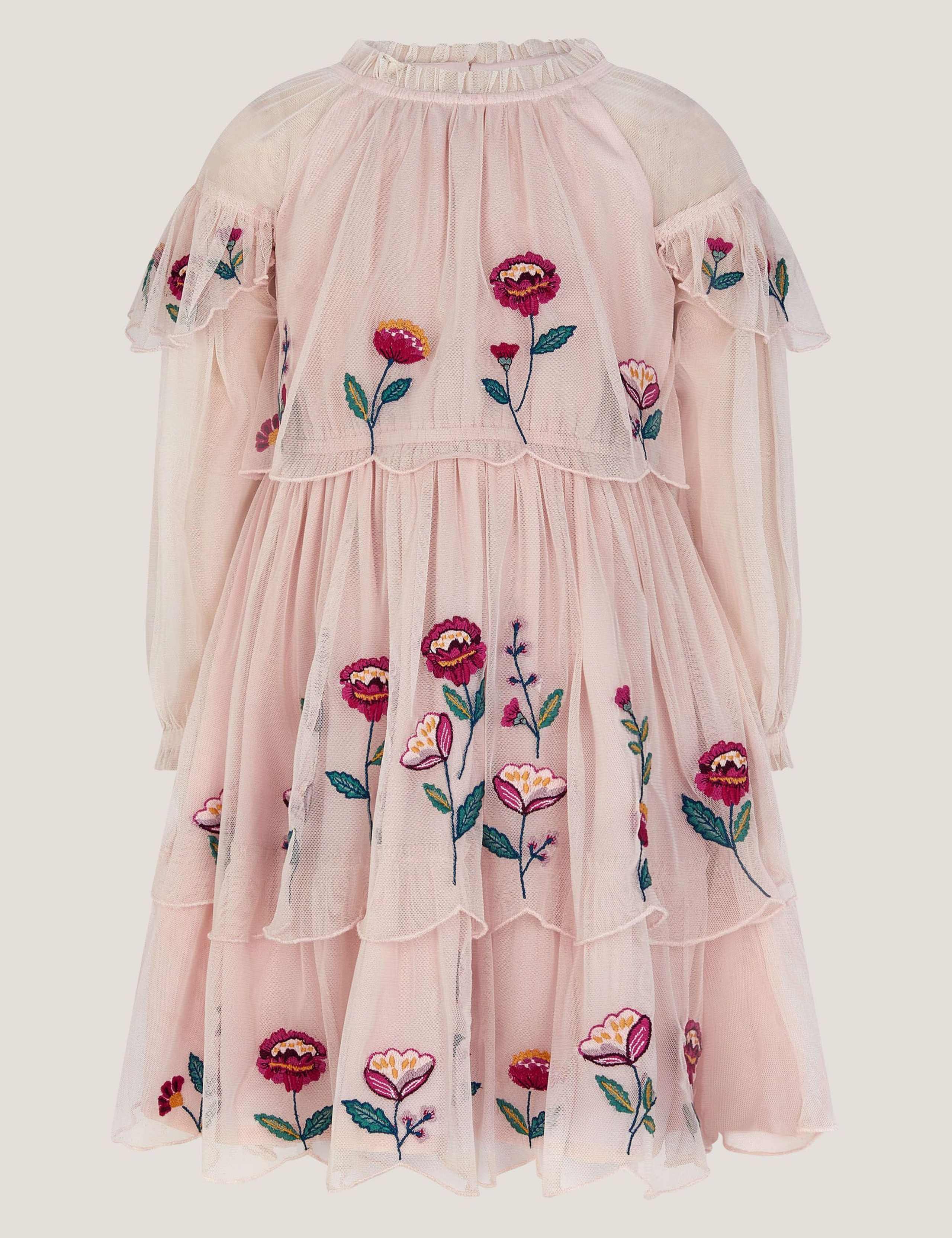 Floral Embroidered Tiered Dress (3-15 Yrs)