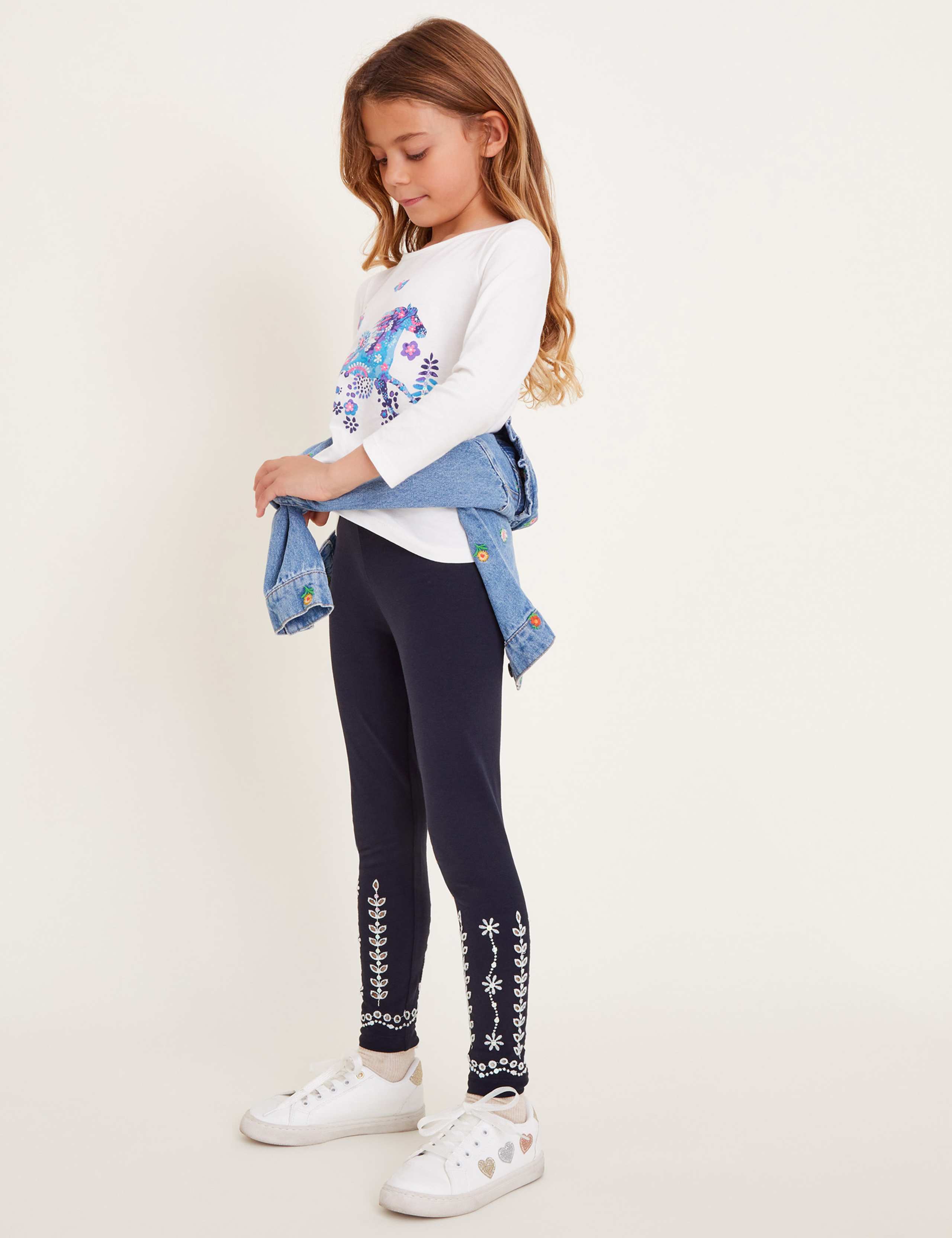 Cotton Rich Sequin Broderie Leggings (3-13 Yrs)