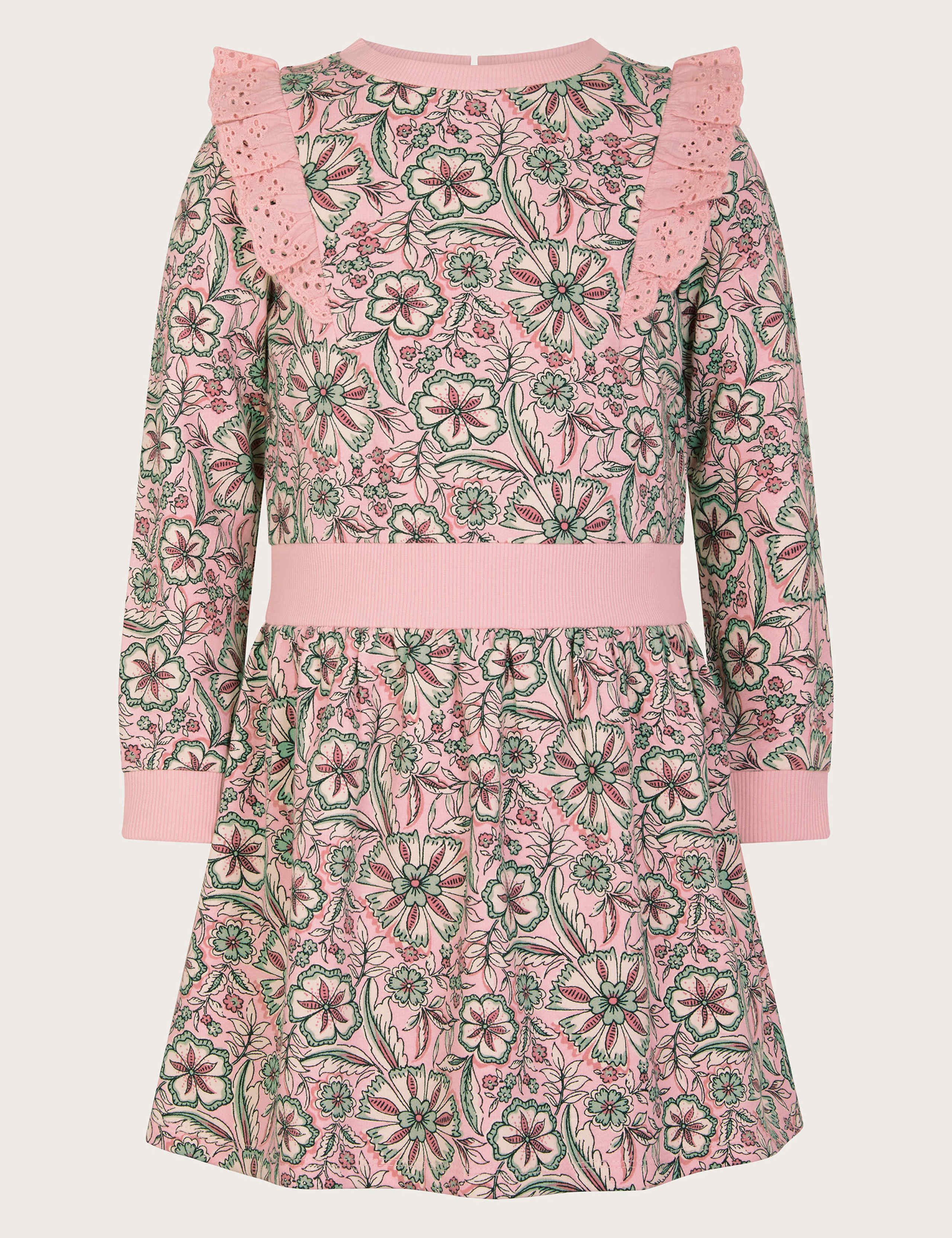 Pure Cotton Floral Broderie Frill Dress (3-13 Yrs)