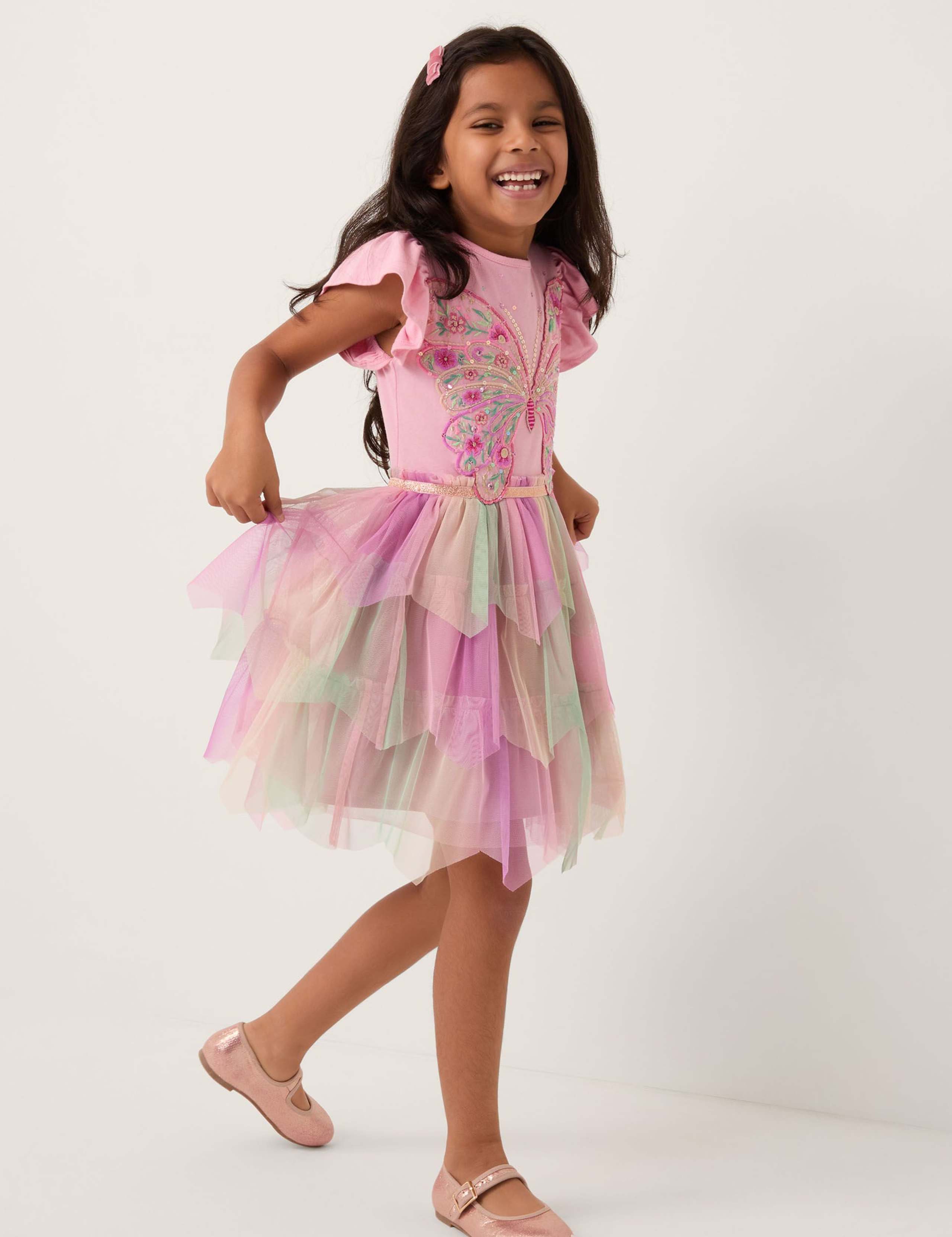 Butterfly Tiered Tulle Party Dress (3-13 Years)