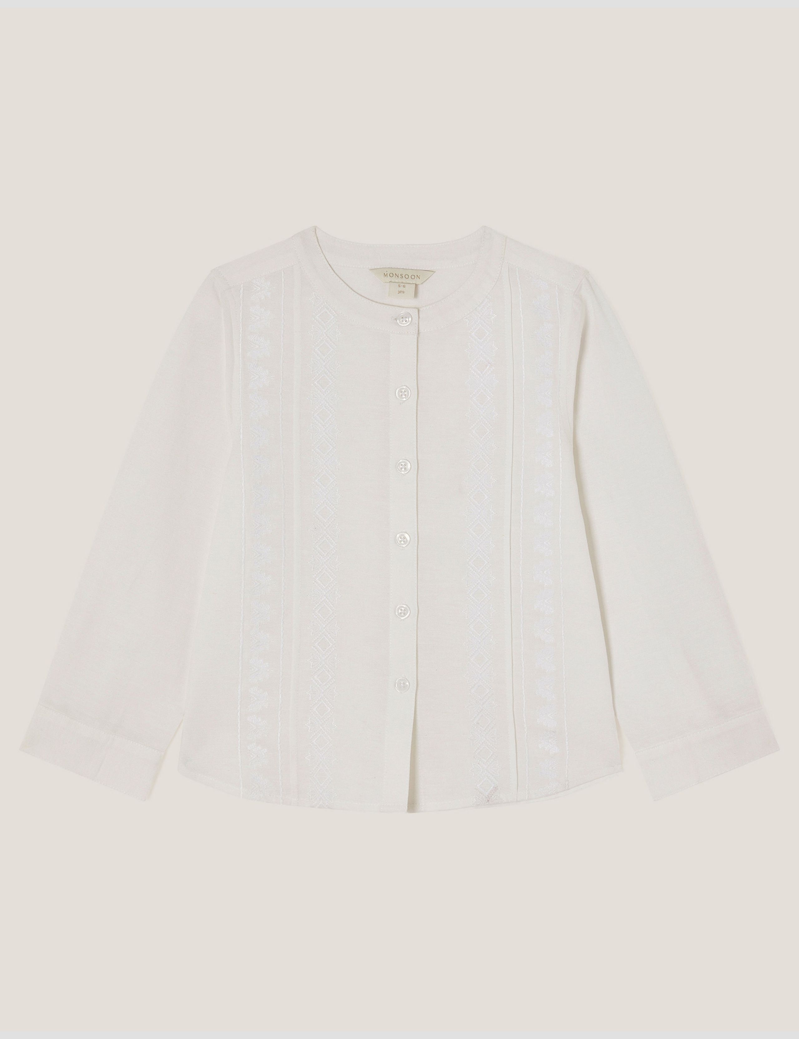 Cotton Blend Embroidered Shirt (2-13 Yrs)