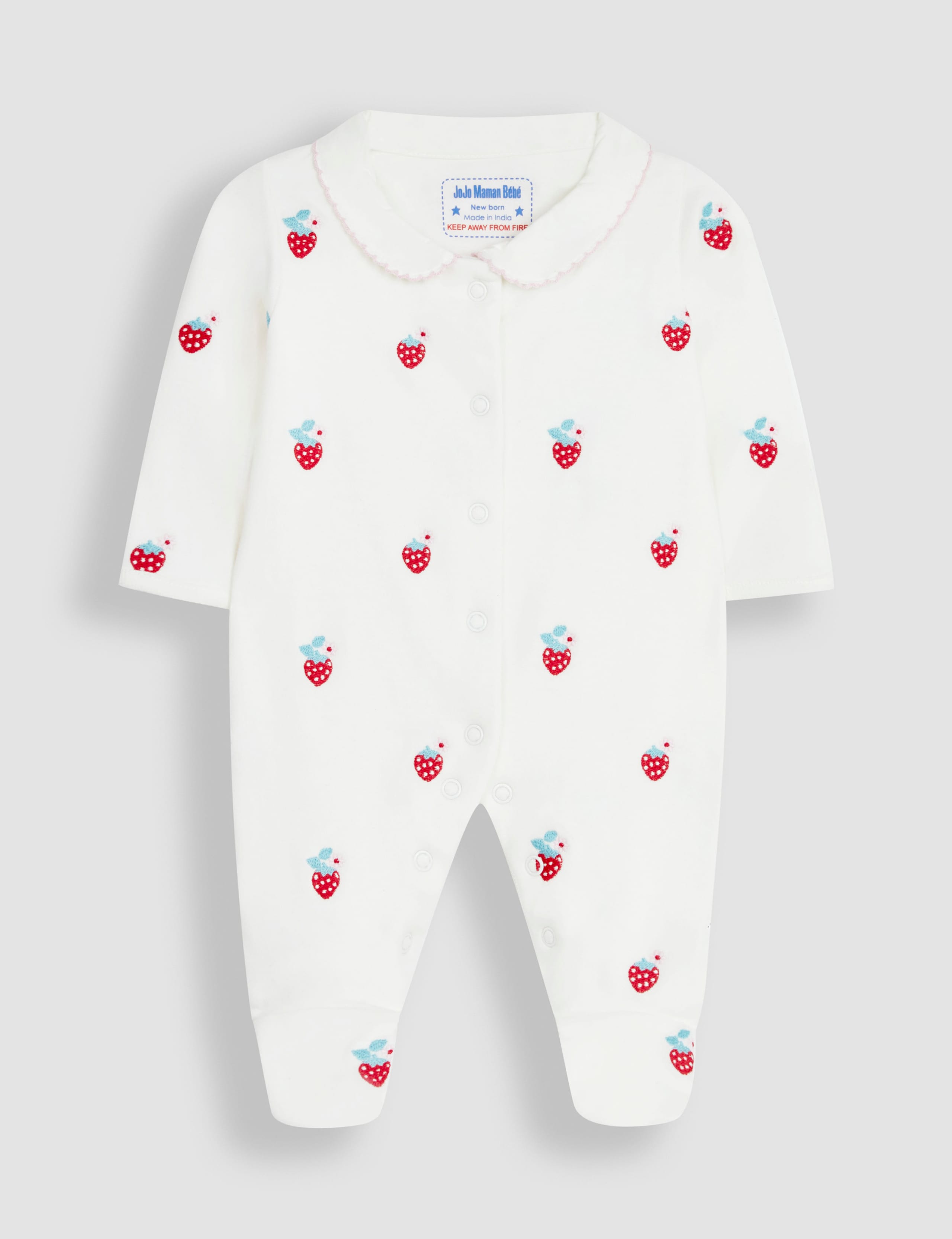 Pure Cotton Strawberry Sleepsuit (7lbs-1 Yrs)