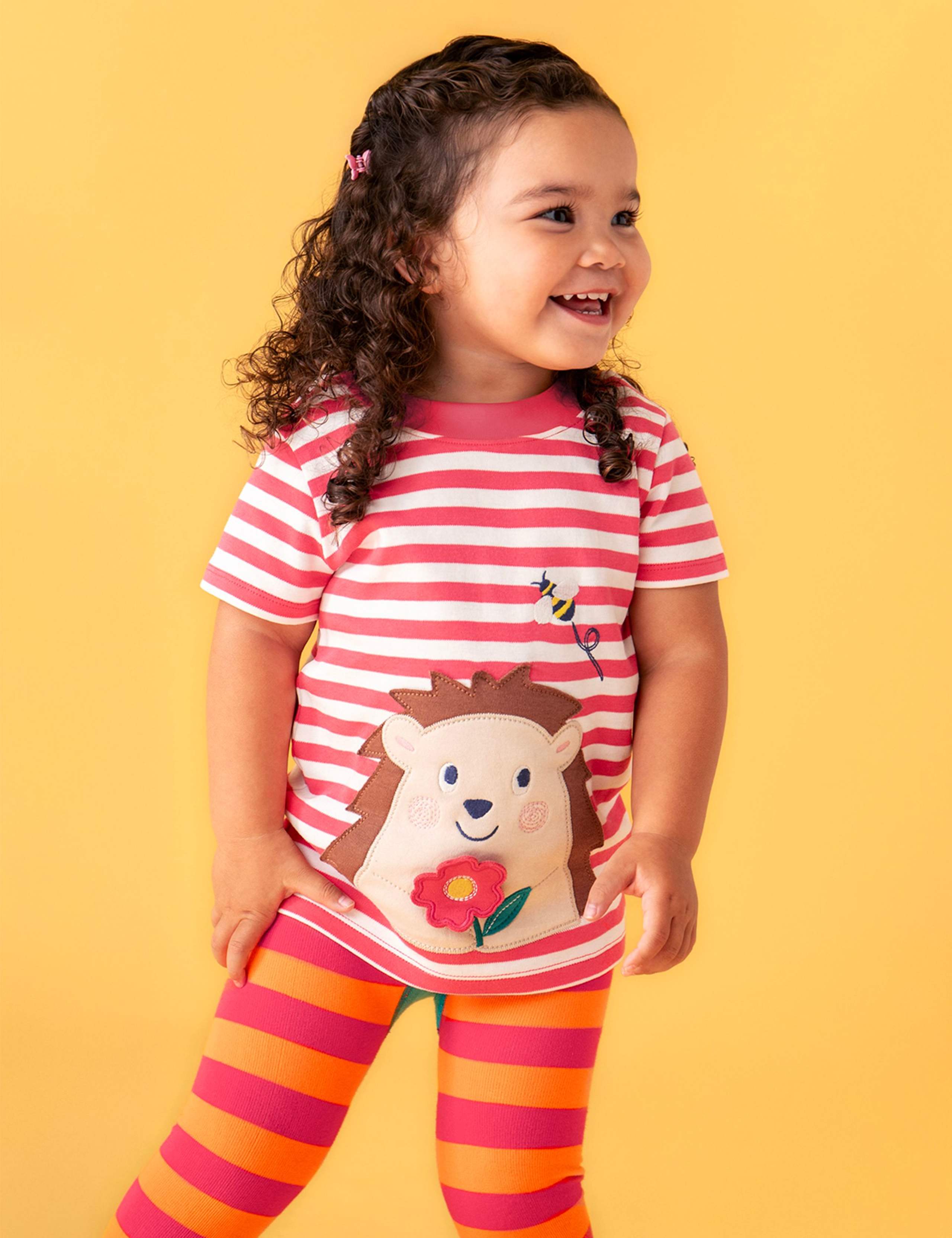 Pure Cotton Striped Hedgehog T-Shirt (3 Months-8 Years)