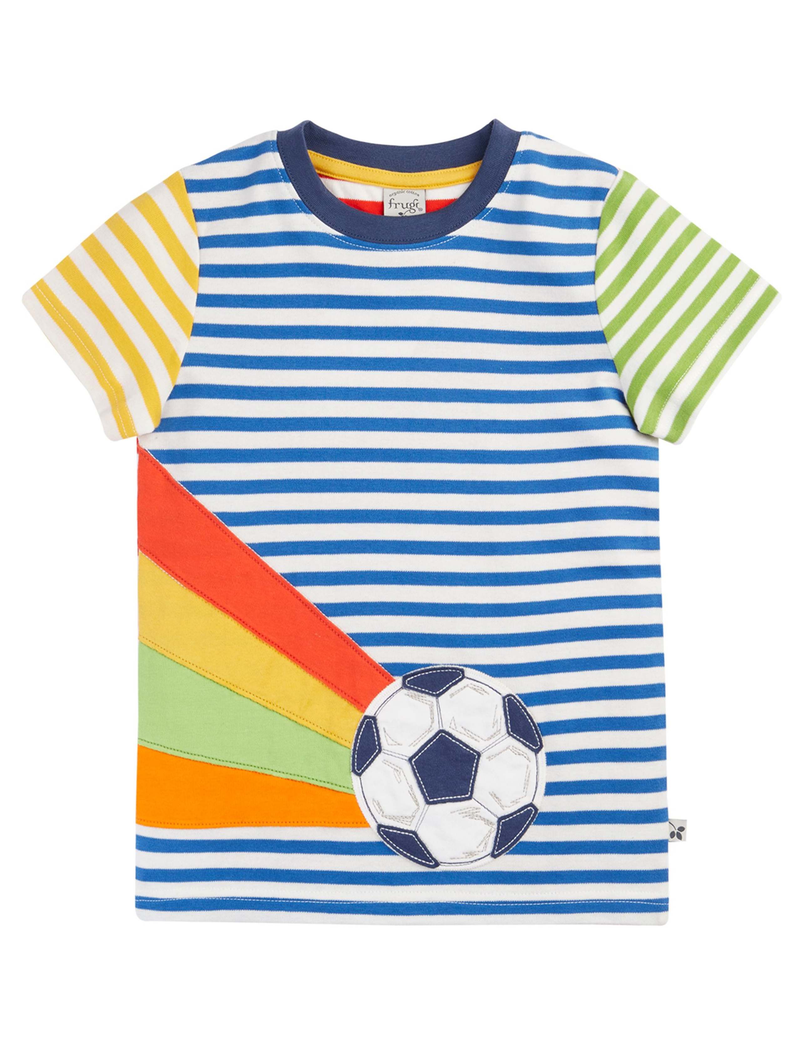 Pure Cotton Football Striped T-Shirt (1-10 Yrs)