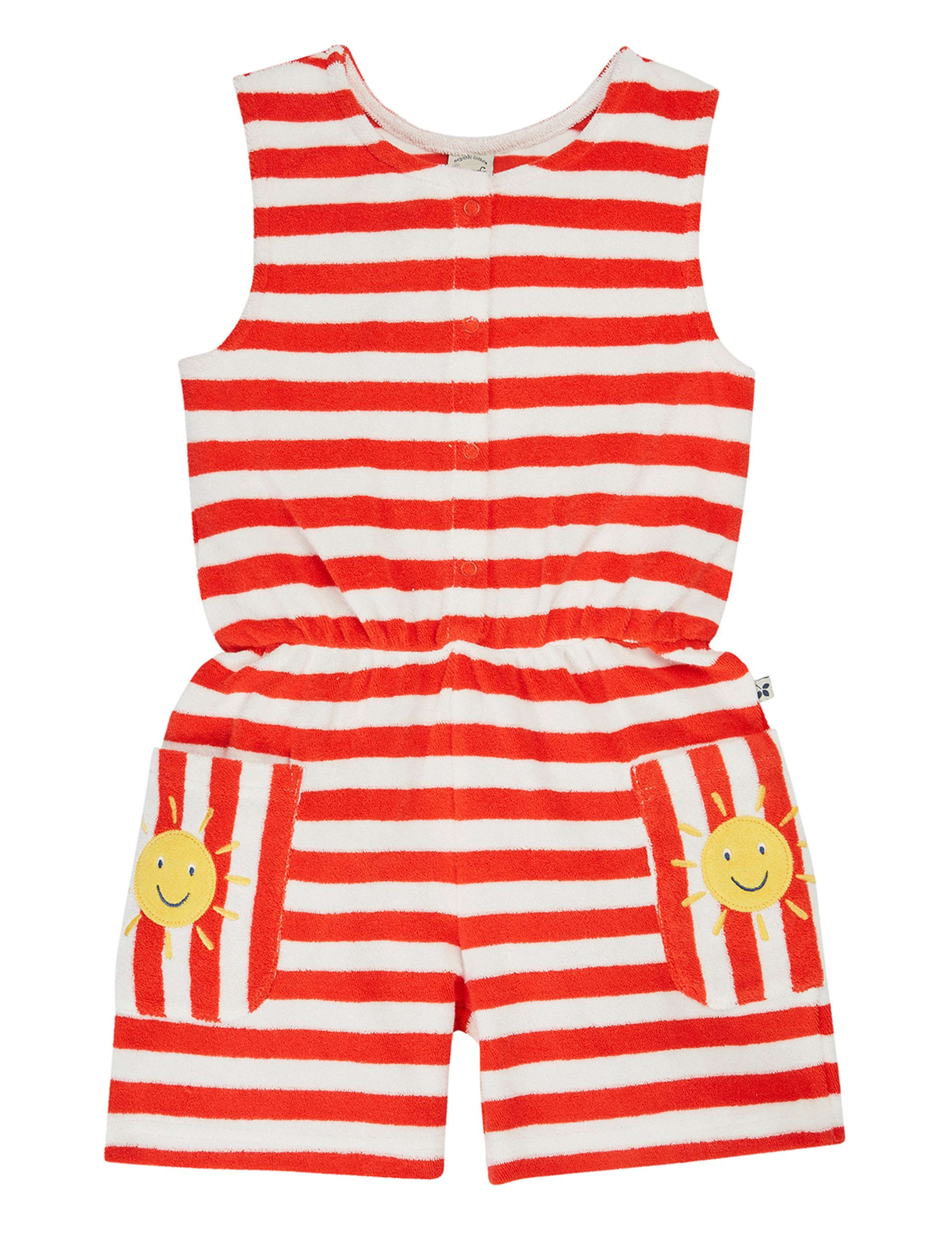 Pure Cotton Towelling Striped Playsuit (2-12 Yrs)