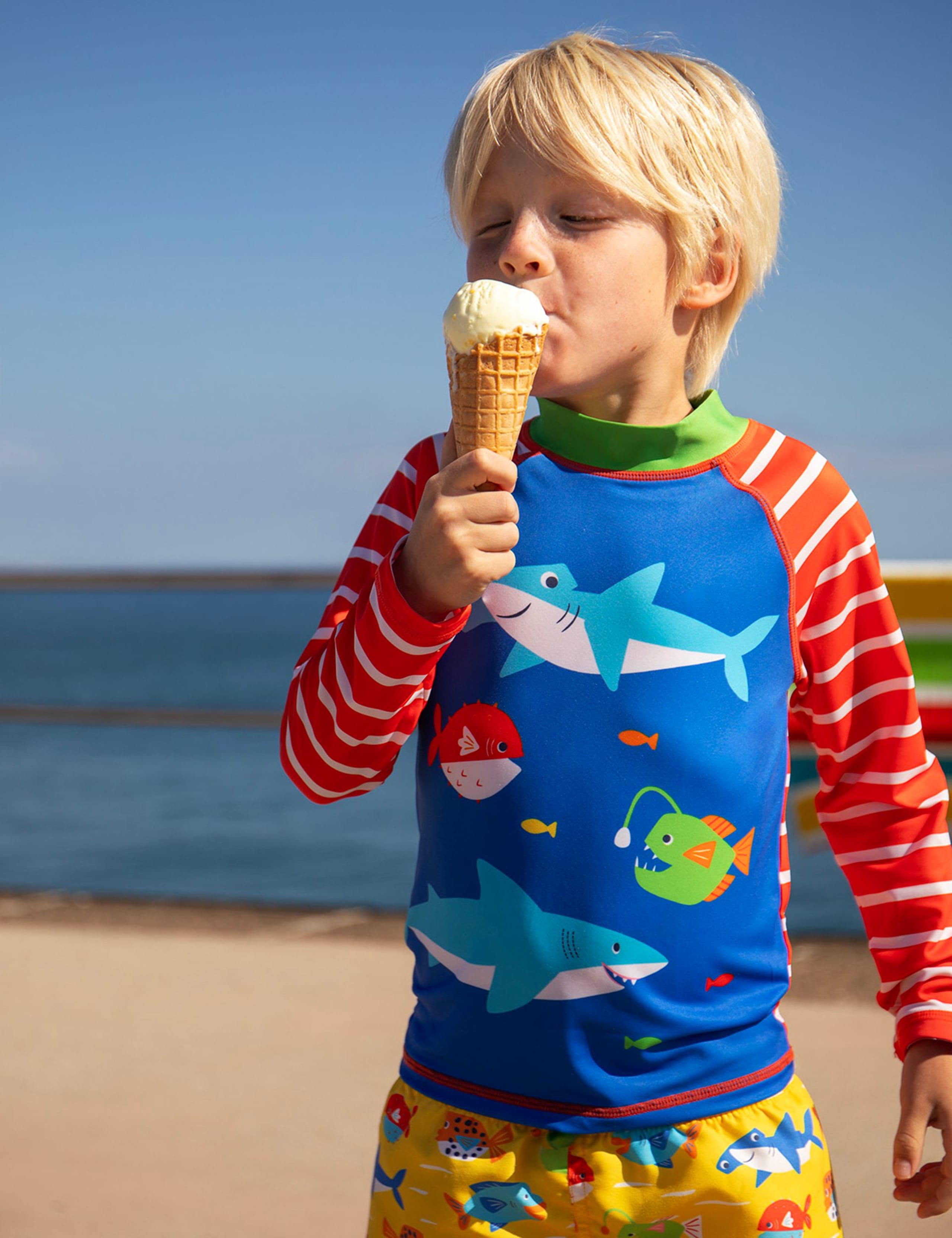 Striped Fish Long Sleeve Rash Vest (1-10 Years)