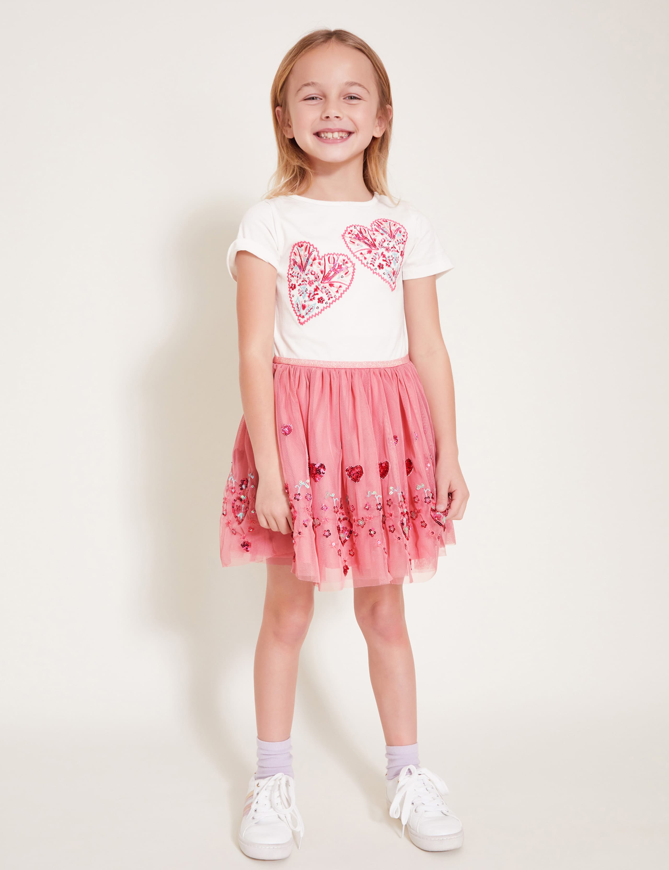 Tulle Embroidered Heart Dress (3-13 Yrs)