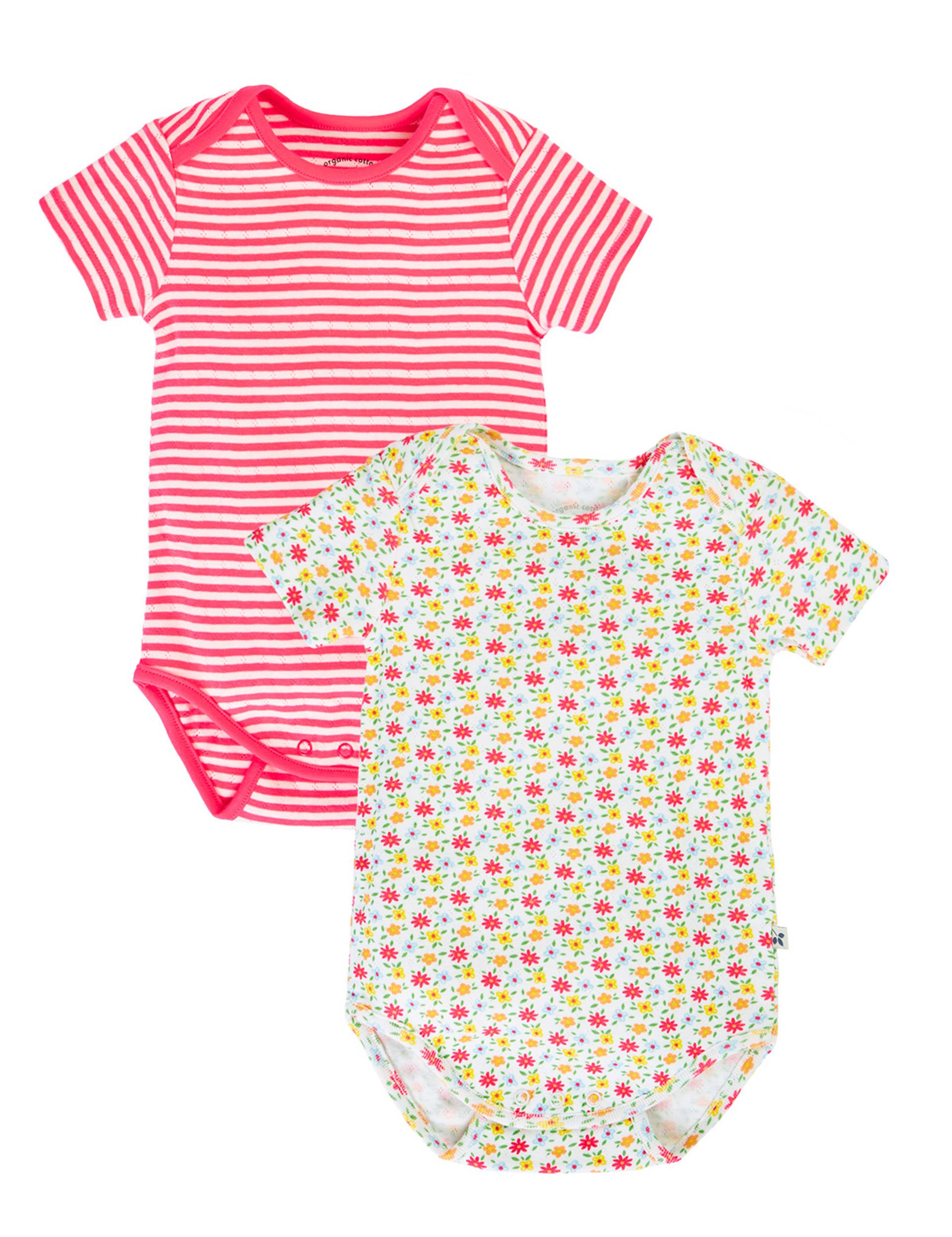 2 Pack Pure Cotton Pointelle Bodysuits (0-24 Months)