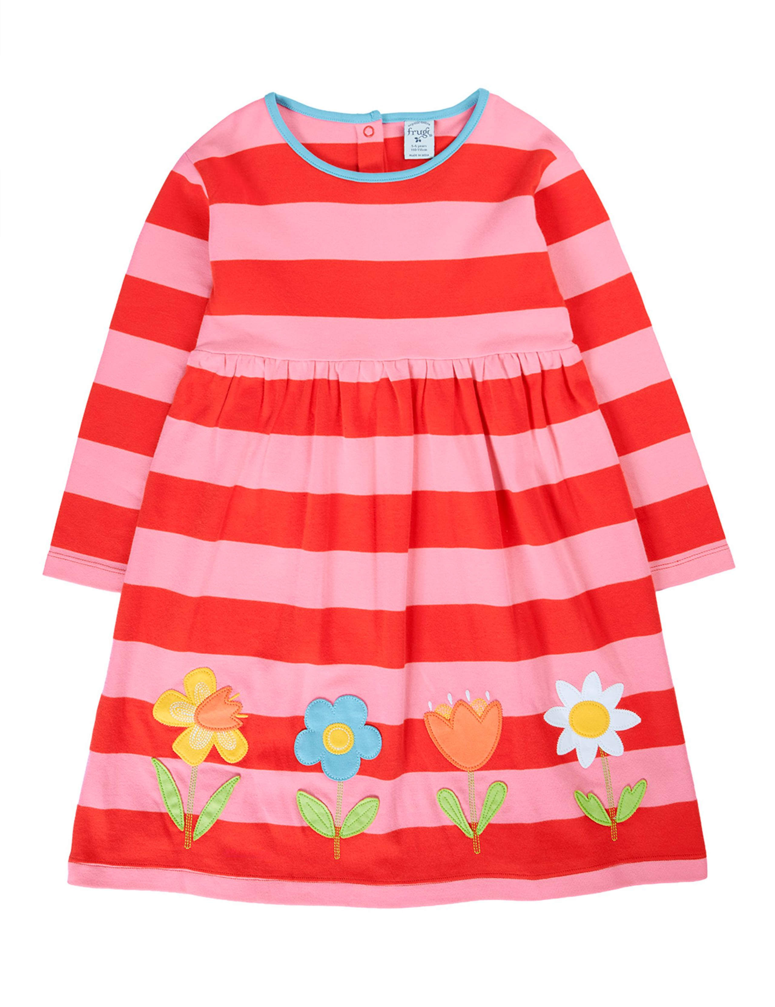 Pure Cotton Striped Appliqué Dress (1-10 Yrs)