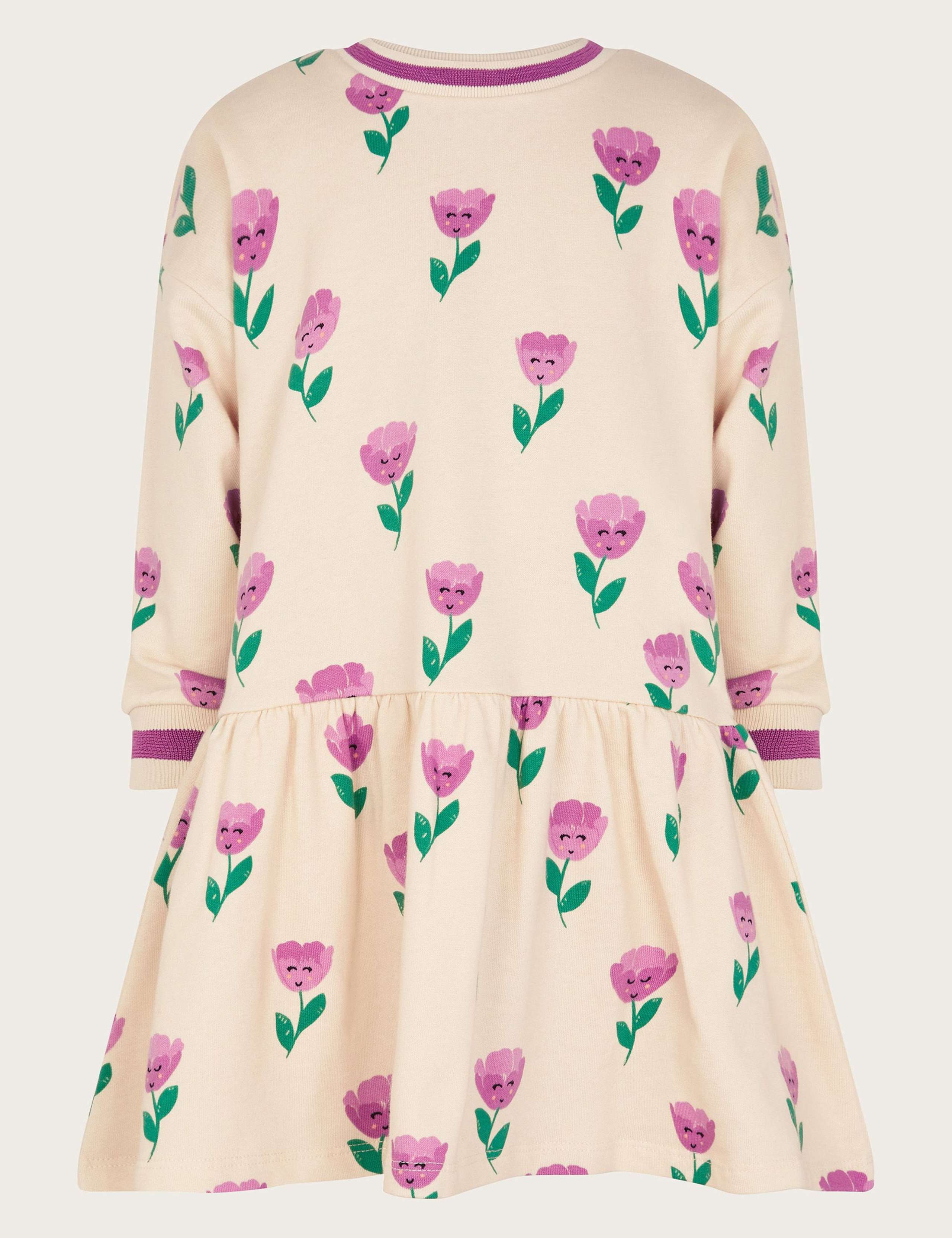 Pure Cotton Flower Print Sweatshirt Dress (3-13 Yrs)