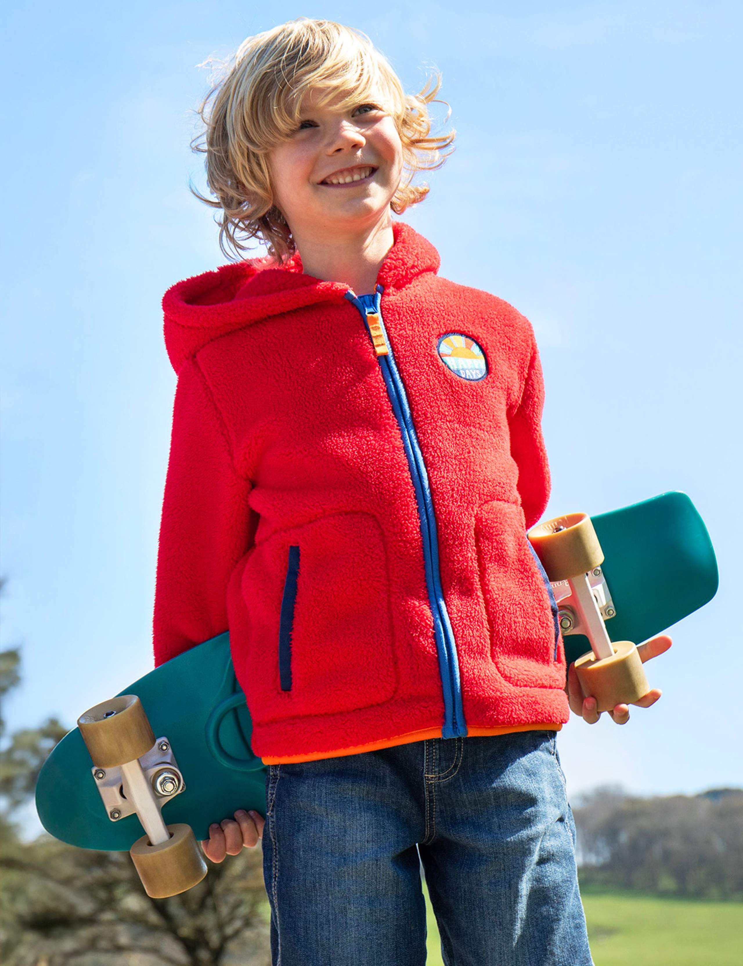 Fleece Slogan Hooded Jacket (1-12 Years)